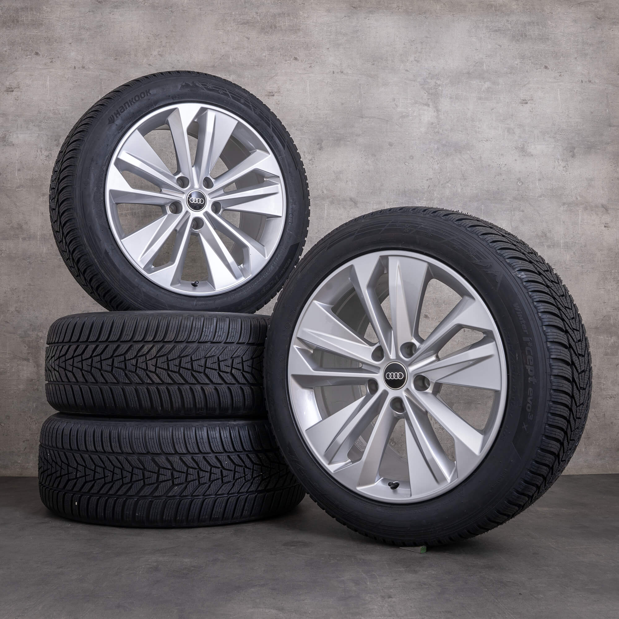Original Audi Q6 SQ6 e-tron Winterräder 20 Zoll GF Felgen 85H601025BP 85H601025BQ Flax silber NEU