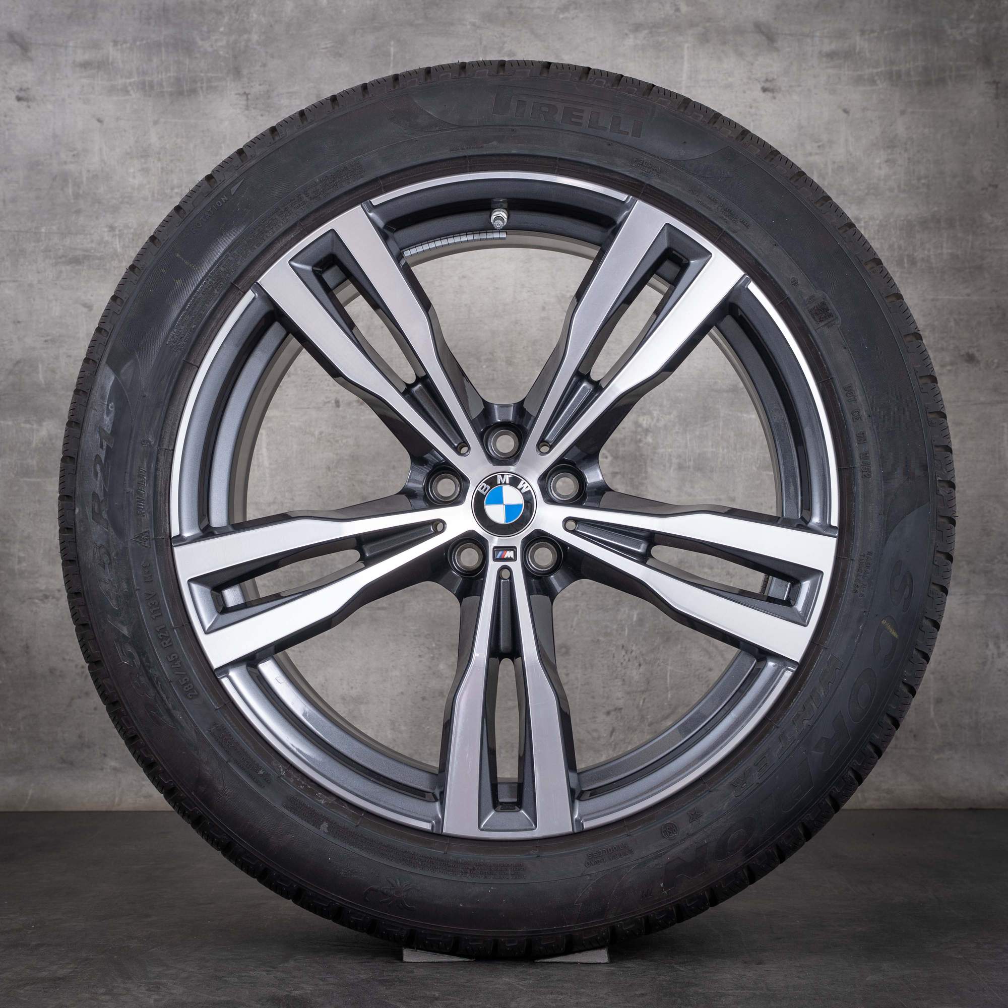 Alkuperäiset BMW X7 -talvirenkaat, 21 tuumaa, G07-vanteet, Styling 754 M, 8074220, midnight grey, kiillotettu