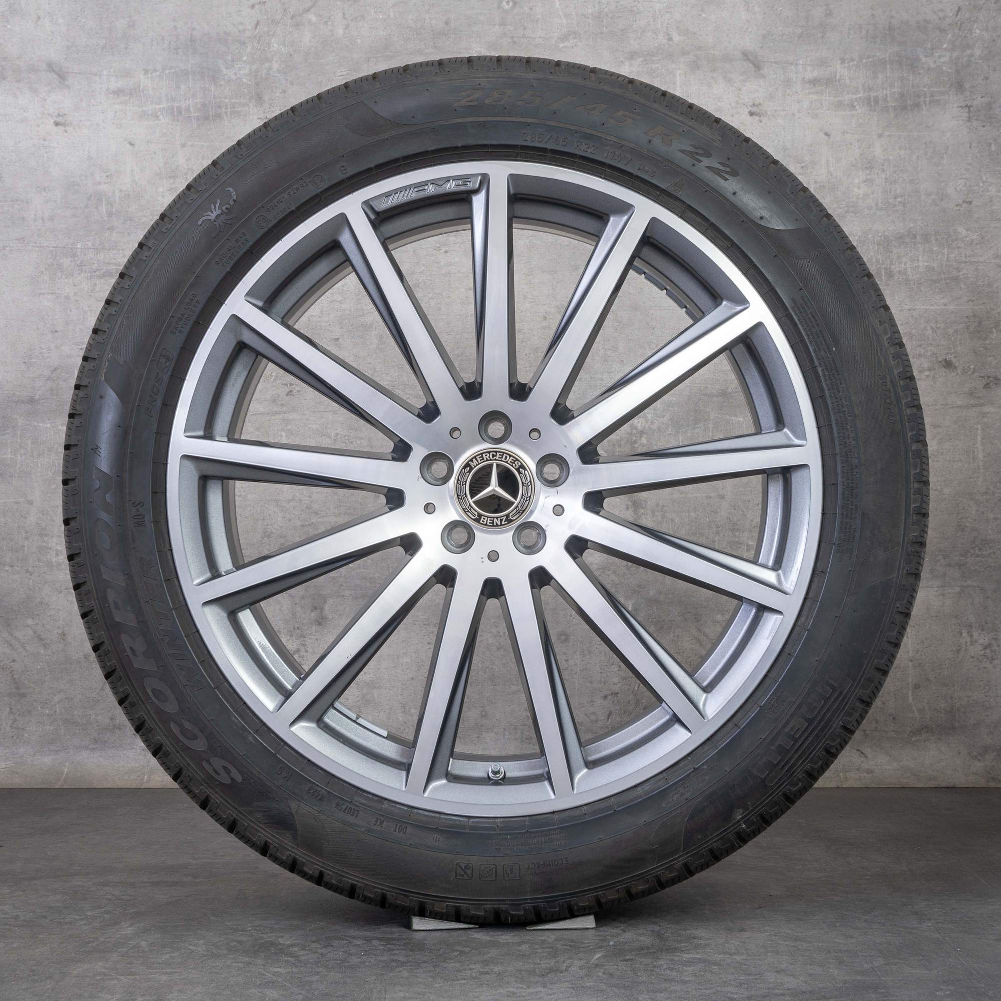 Oryginalne koła zimowe Mercedes Benz GLS AMG 22 cale X167 Felgi A1674017500 himalaya grey Polerowane