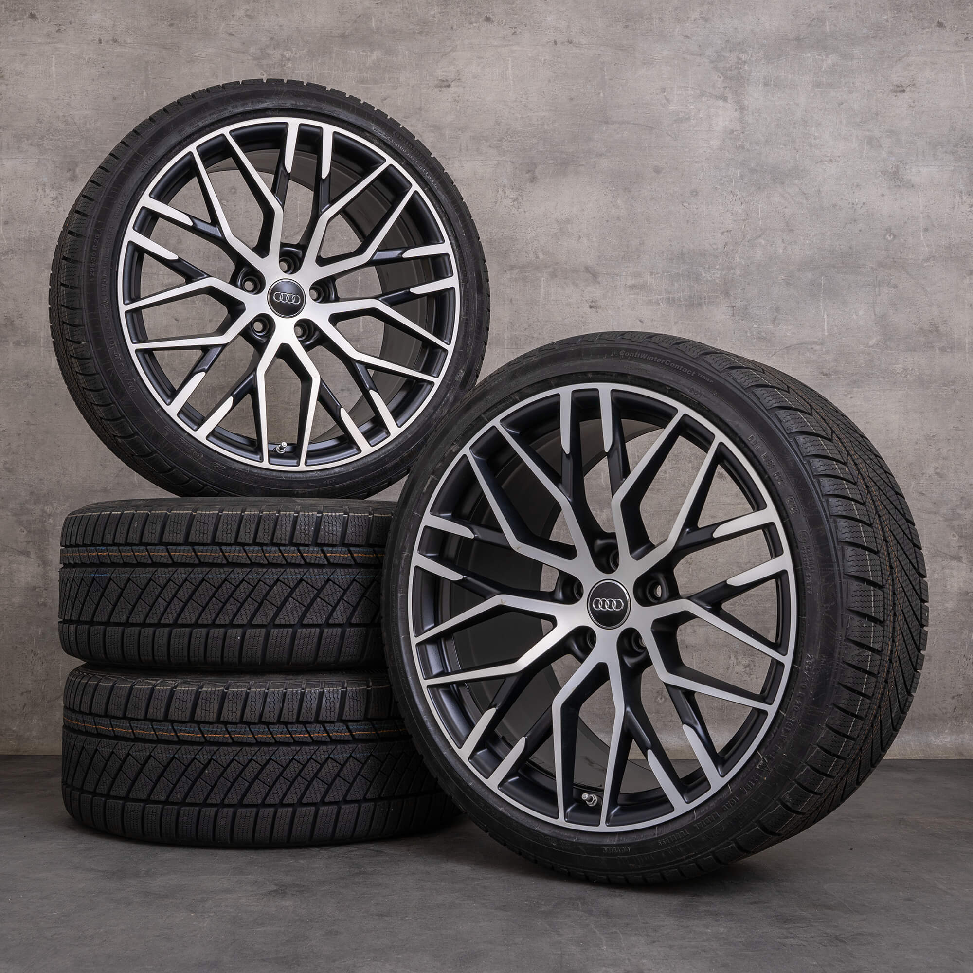 Original Audi R8 Felgen 20 Zoll 4S Sommerräder 4S0601025G 4S0601025H schwarz matt glanzgedreht