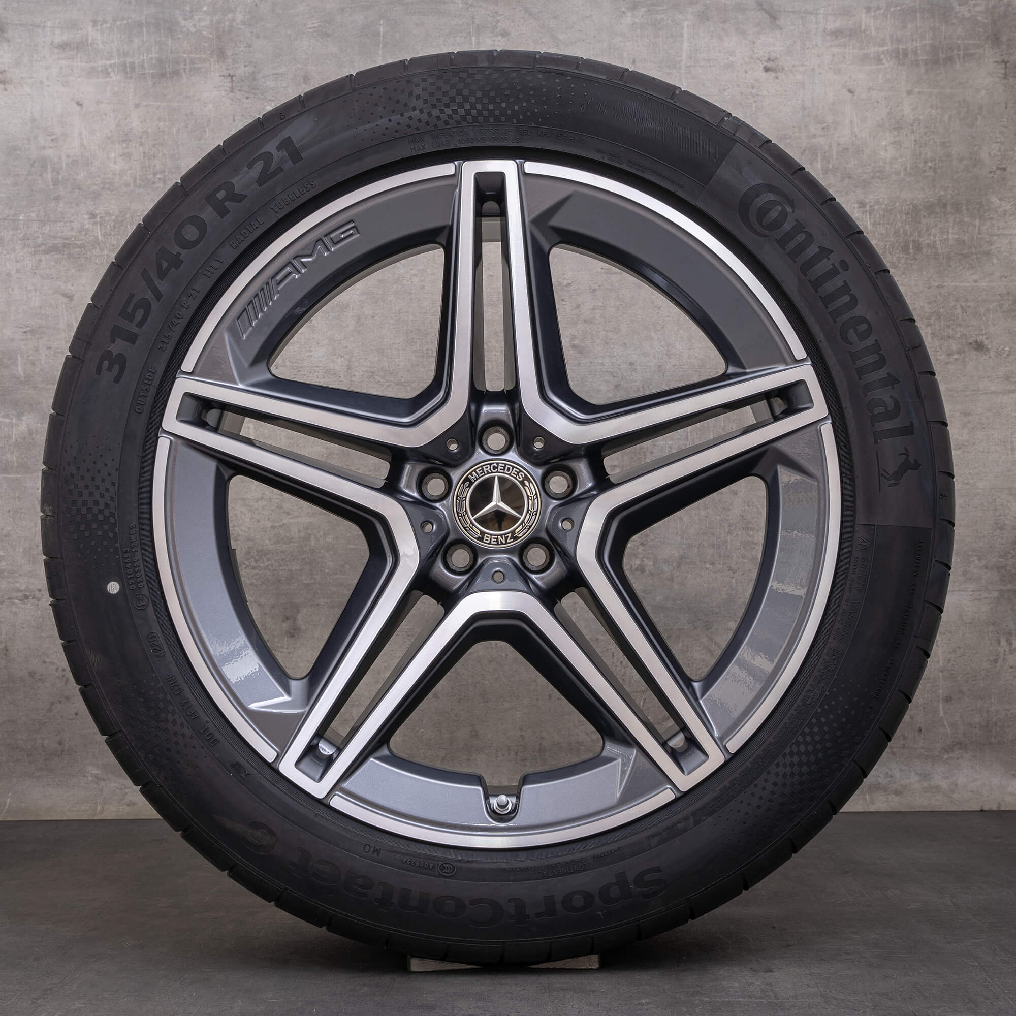 Original Mercedes Benz GLS & 63 AMG vinterhjul 21 tum W163 X167 fälgar A1674017300 A1674017400 himalaya grå glansig svarvad