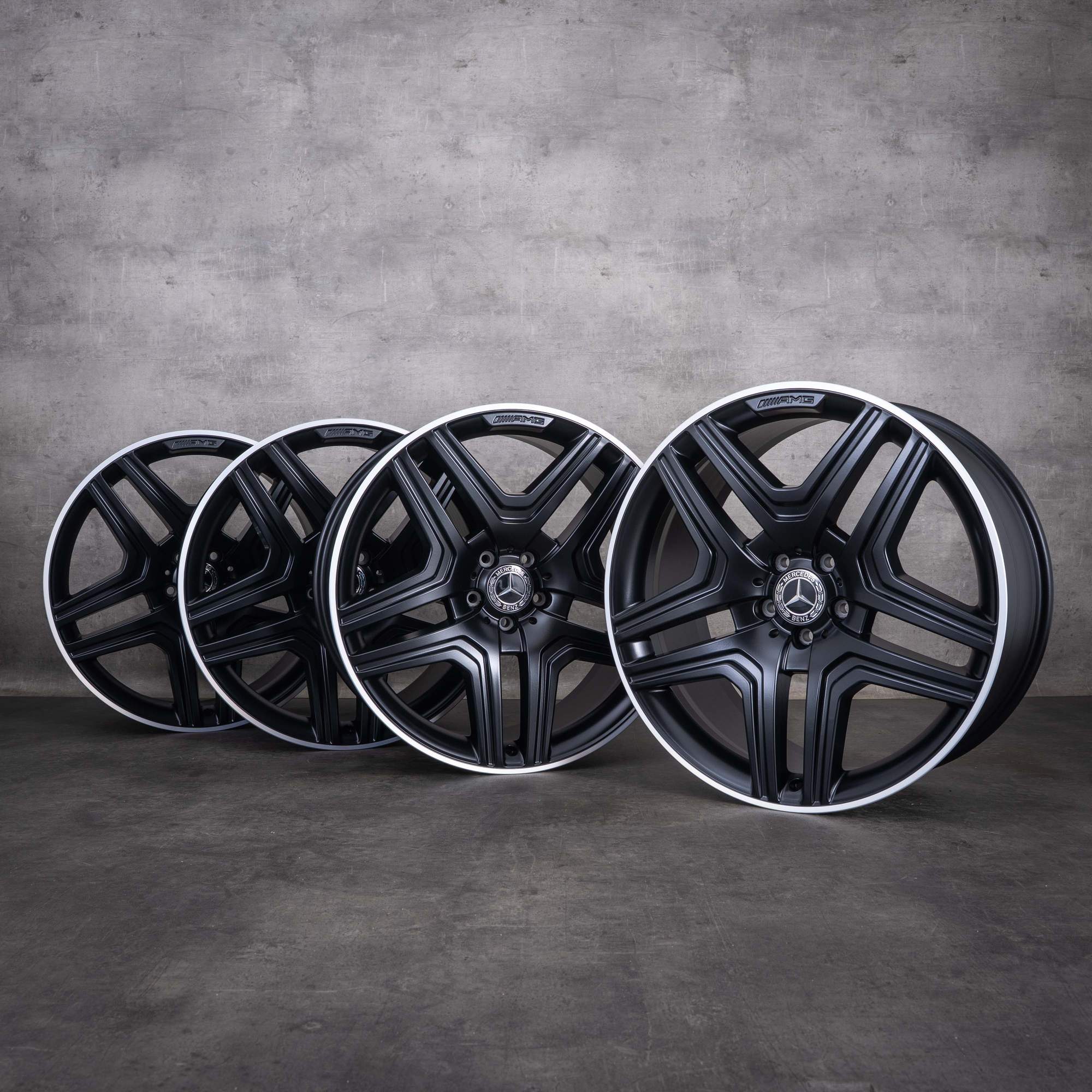 Mercedes-Benz GL GLS & 63 AMG -vanteet 21 tuumaa W166 A1664011400 mattamusta reunat diamond cut-muotoilulla