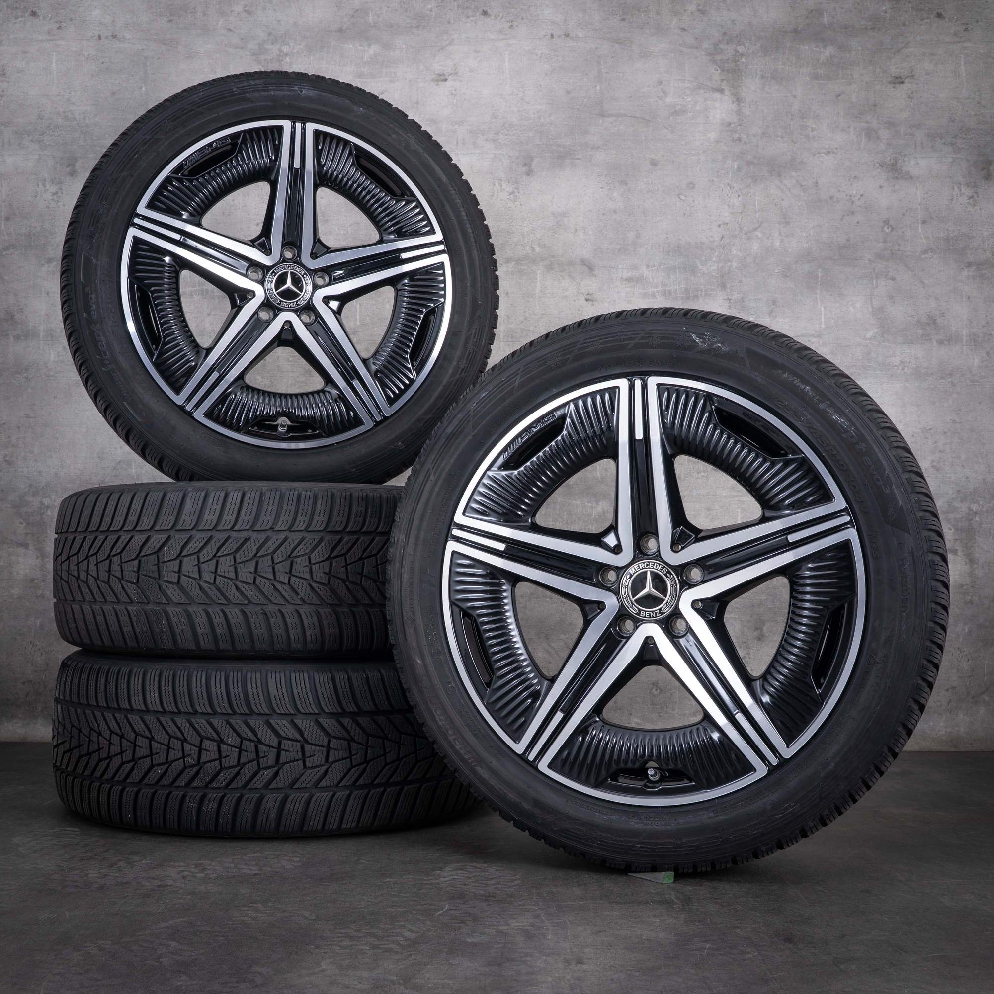Alkuperäiset Mercedes-Benz EQE AMG -vanteet 19 tuumaa V295 kesäpyörät A2954012200, kiillotettu musta