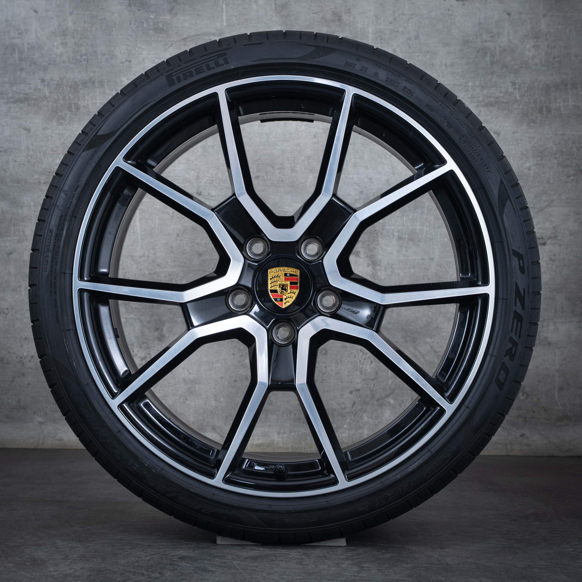 Original Porsche Taycan 9J1 I II Felgen 21 Zoll Sommerräder 9J1073663MM RS Spyder schwarz glanzgedreht
