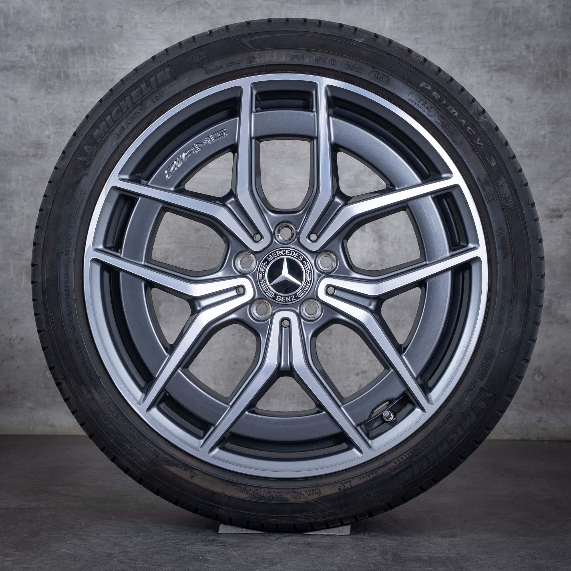 Alkuperäiset Mercedes Benz E-sarja AMG vanteet 19 tuuman W213 S213 C238 A238 kesäpyörät A2134016500 A2134016600 himalaya grey kiillotettu