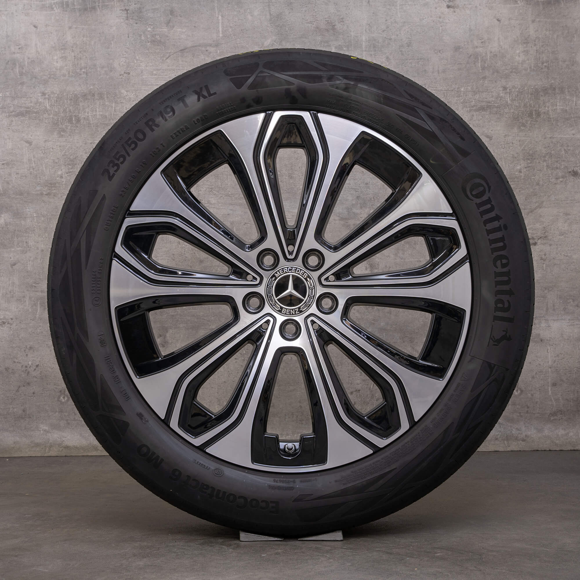 Original Mercedes Benz EQE vinterhjul 19 tommer V295 fælge A2954011600 sort blank drejet