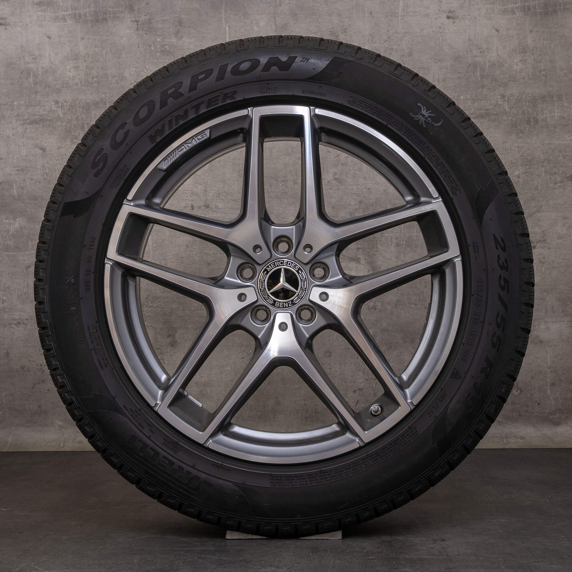 Alkuperäiset Mercedes Benz GLC & 43 AMG talvirenkaat 19 tuuman C253 X253 vanteet A2534011800 himalajanharmaa kiillotettu