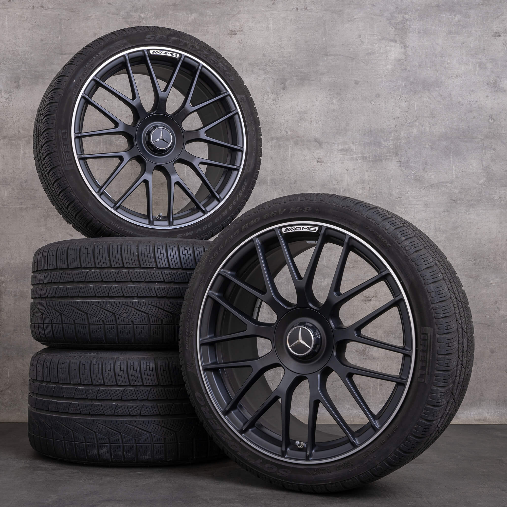 Original AMG Mercedes Benz C63 & S Winterräder 19 Zoll C205 A205 Felgen A2054015900 A2054016000 schwarz matt