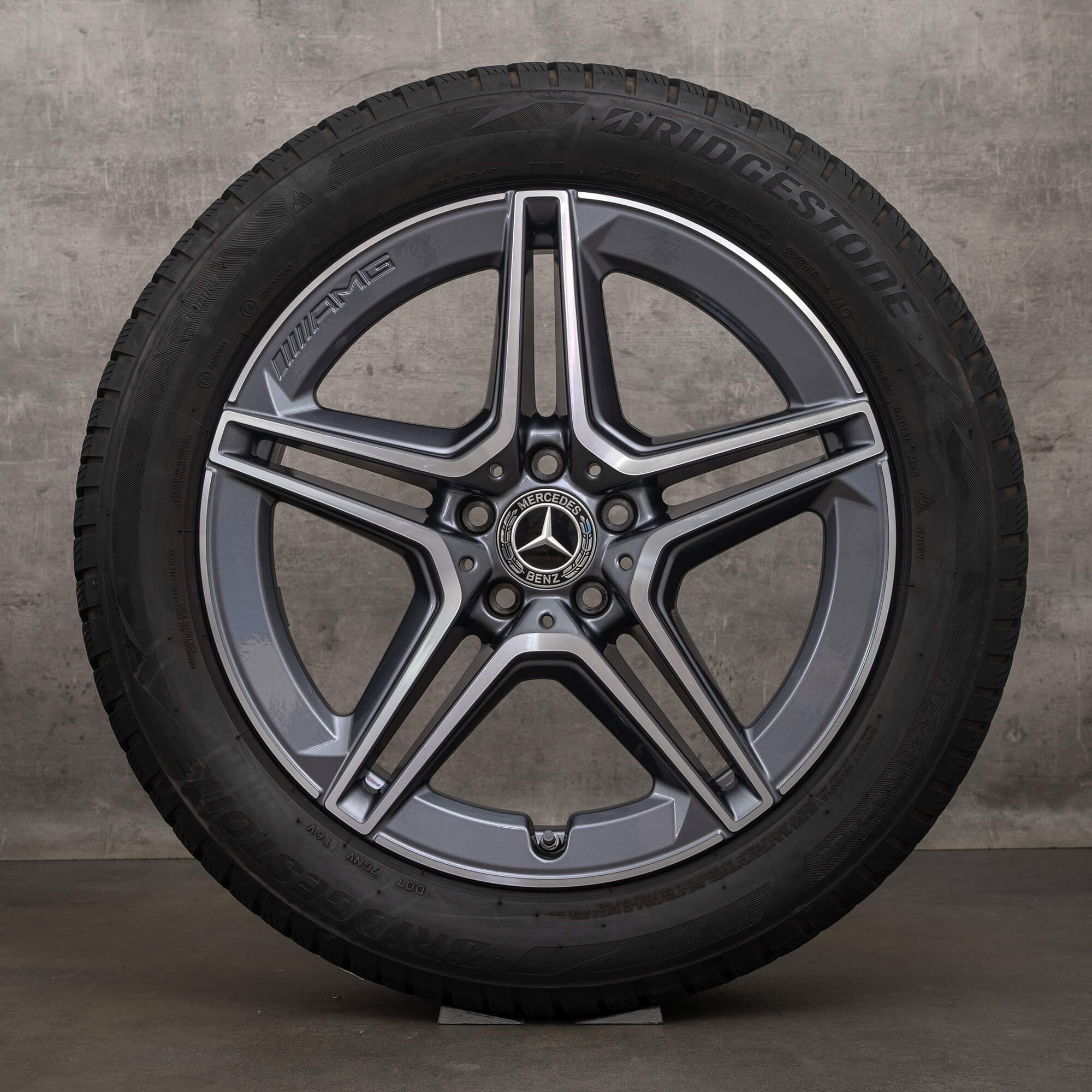 Oryginalne koła zimowe Mercedes Benz GLA GLB 19 cali H247 X247 felgi A2474011500 himalaya szary polerowane