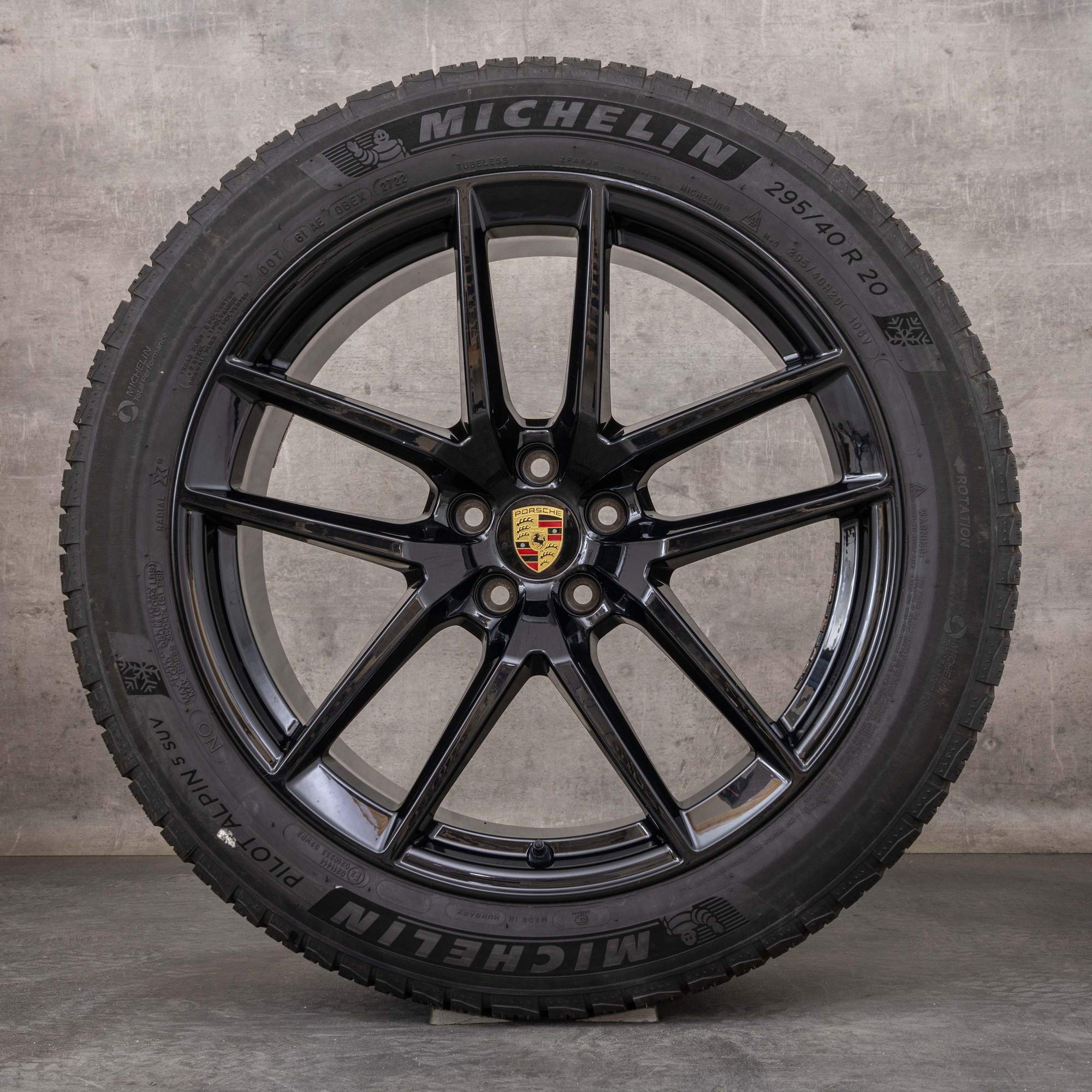 Jantes e pneus inverno originais Porsche Macan III 20 polegadas GTS S T jantes 95B044650E preto brilhante