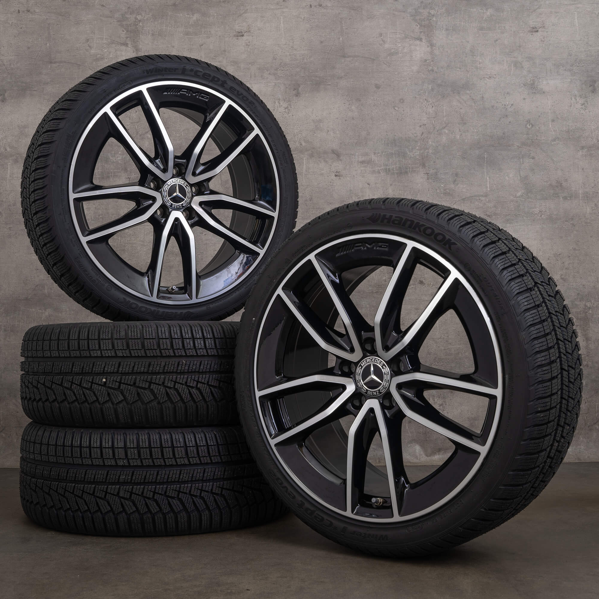 Genuine Mercedes Benz Clase C C43 AMG llantas de invierno 19 pulgadas W205 S205 C205 A205 A2054010701 A2054010801 negro brillante torneado