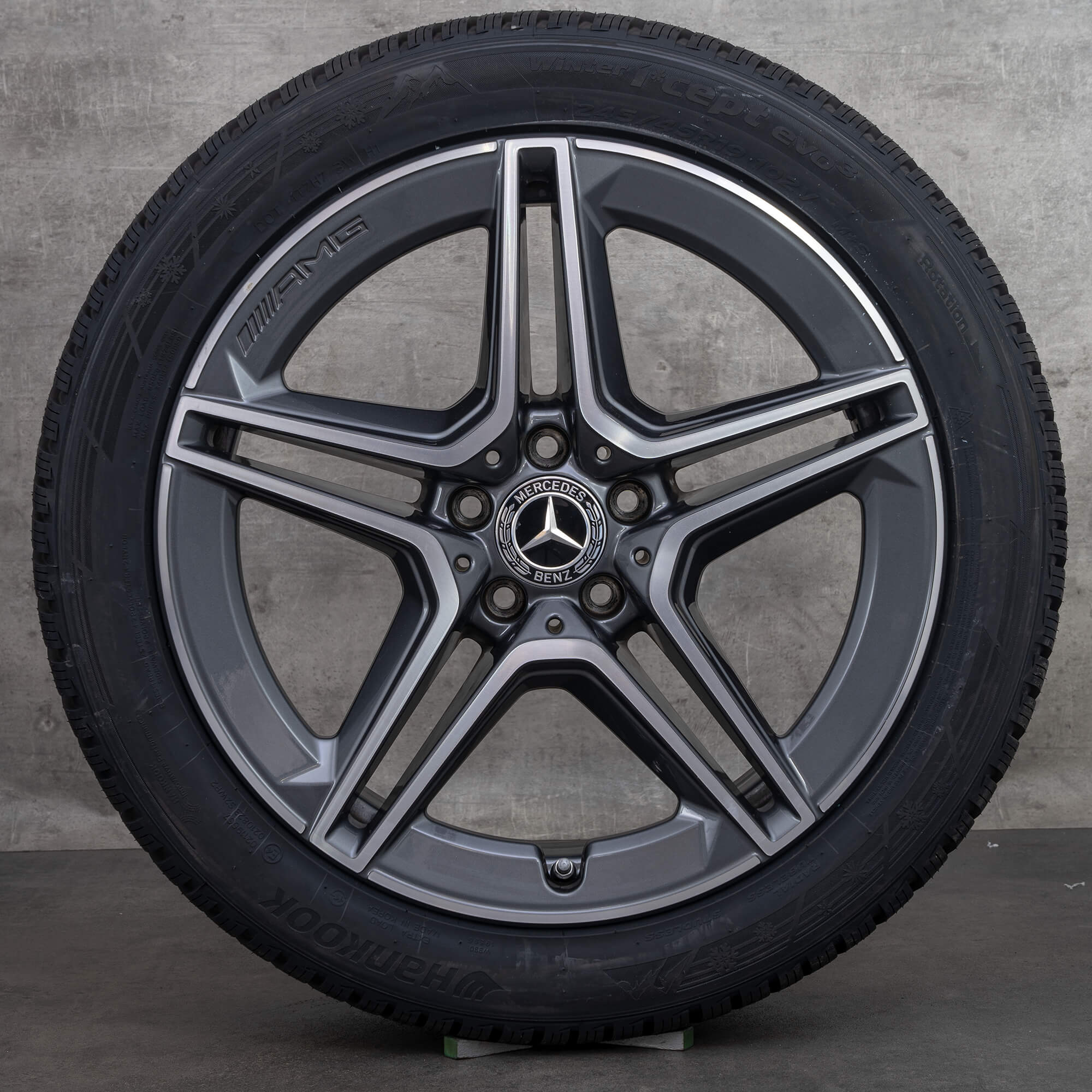 Orijinal Mercedes Benz GLC & 43 AMG kış jant lastik 19 inç C253 jantlar A2534015300 A2534015400 himalaya gri parlak tornalanmış