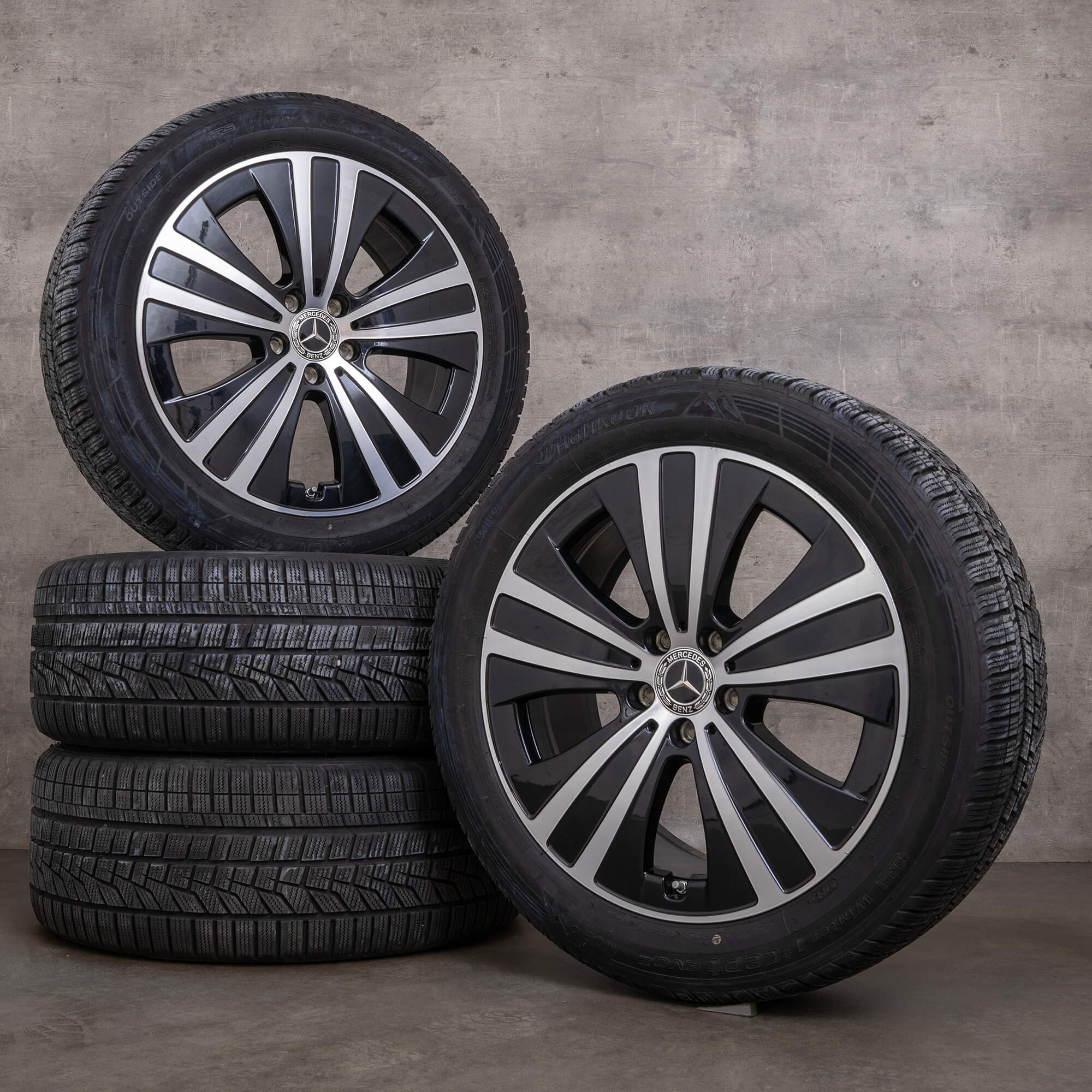 Originele Mercedes Benz EQE winterwielen 19 inch V295 velgen A2954011200 zwart glanzend gedraaid