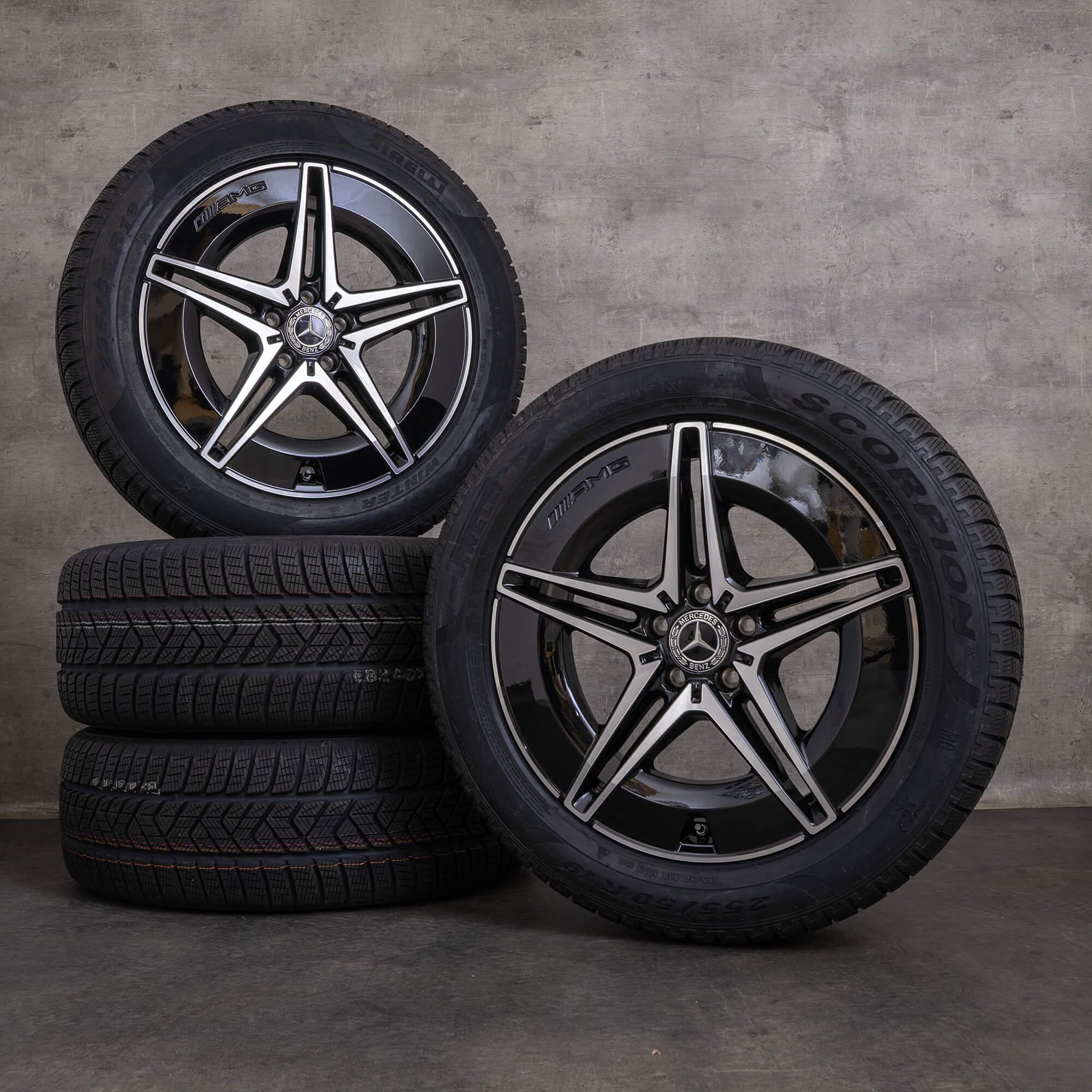 Alkuperäiset Mercedes Benz EQC AMG talvirenkaat 19 tuuman N293 vanteet A2934011500 A2934011600 musta kiillotettu