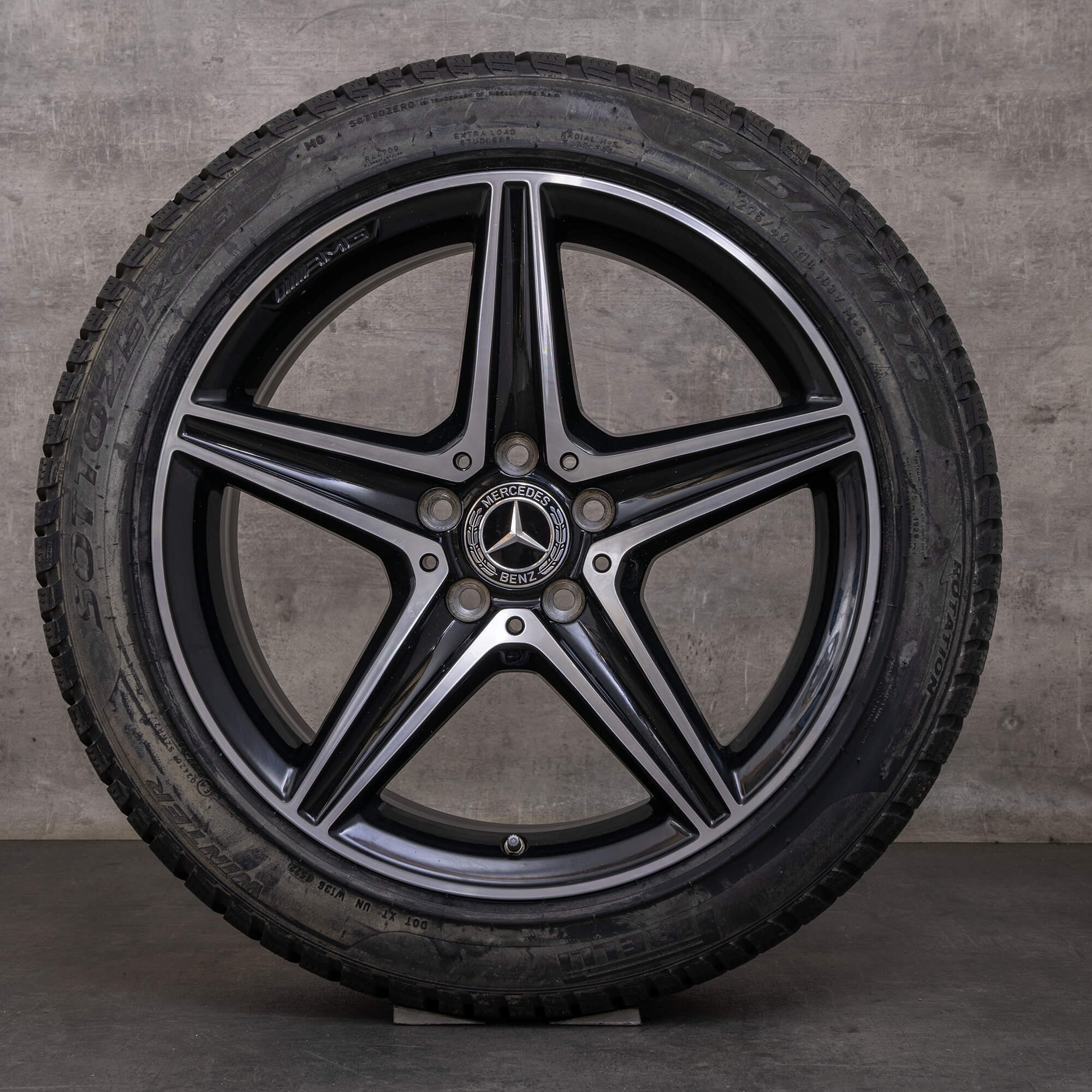 Originale Mercedes Benz E-klasse AMG vinterdæk med fælge 18 tommer W213 S213 A238 C238 E300 A2134011800 A2134011900 sort blank drejet