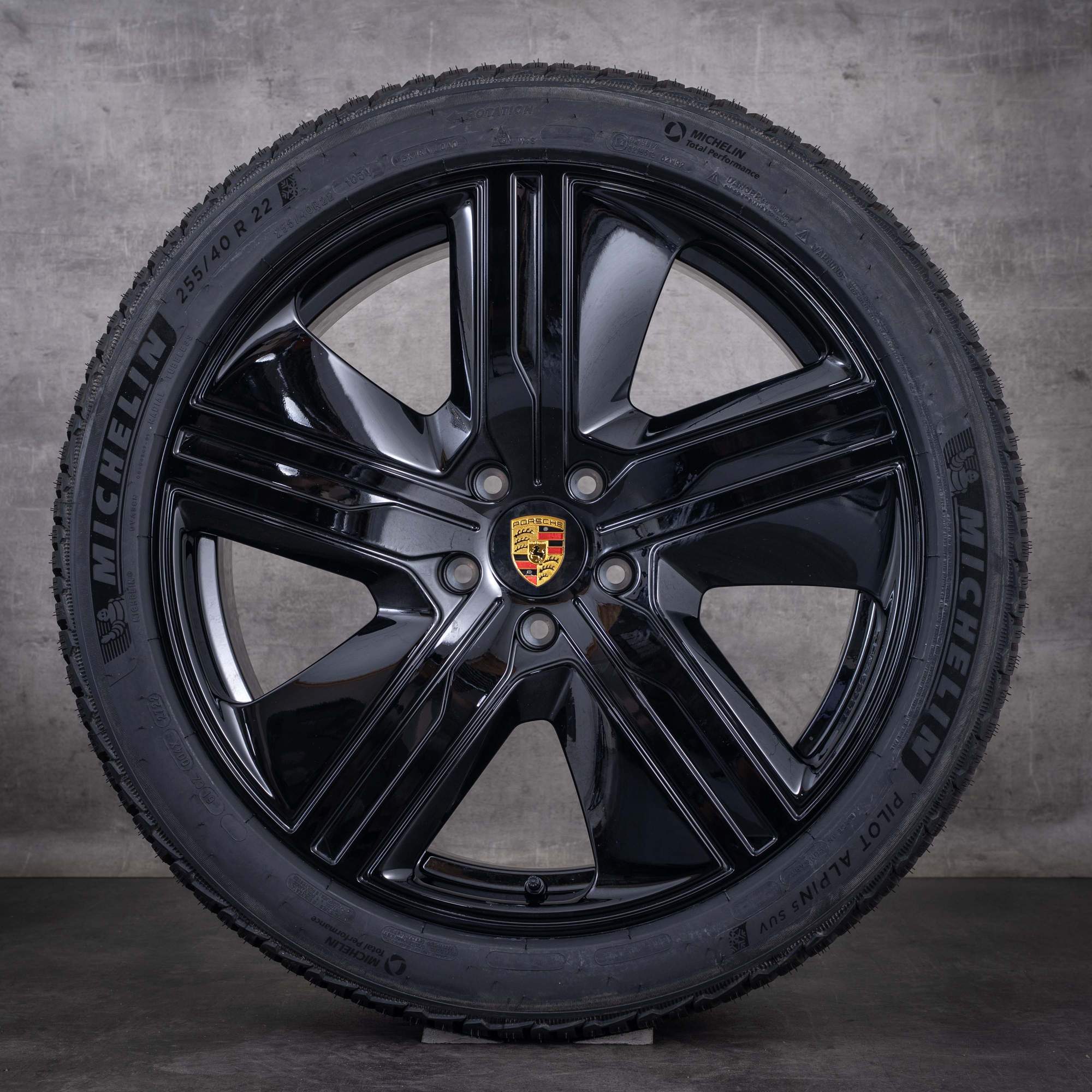 Ruote invernali originali Porsche Macan da 22 pollici modello H2 Exclusive Design codice 95C601025P Q 95C601025BK finitura nera lucida NUOVI