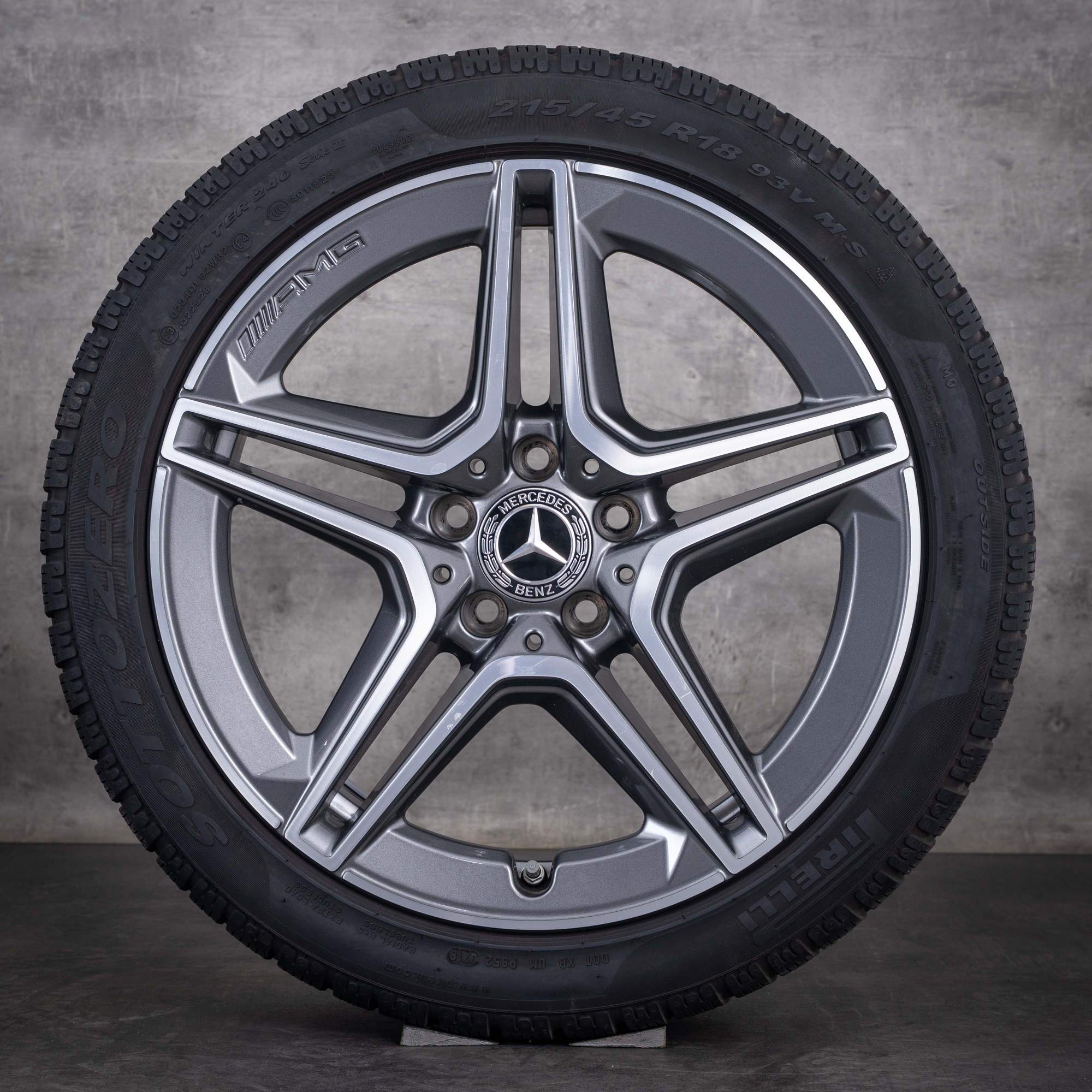 Original Mercedes Benz A-Klasse A35 AMG Winterräder 18 Zoll W177 V177 Felgen A1774013800 himalaya grey glanzgedreht