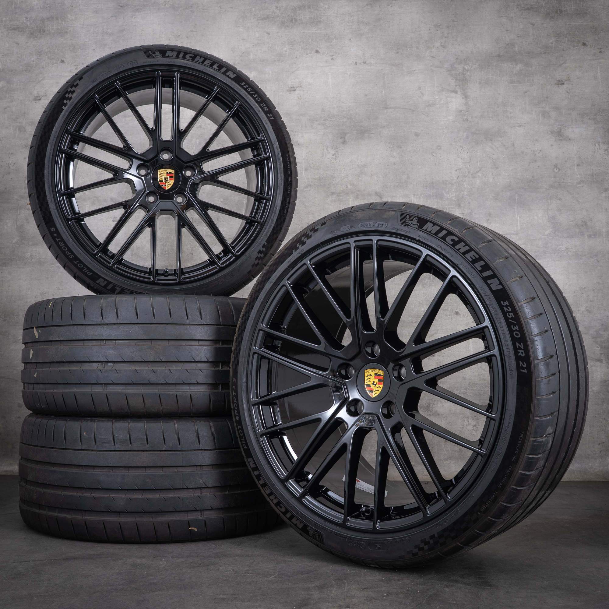 Alkuperäiset Porsche Panamera 971 -vanteet 21 tuumaa G2-kesärenkaat 971601025AL 971601025AN 911 Turbo -malli kiiltävä musta