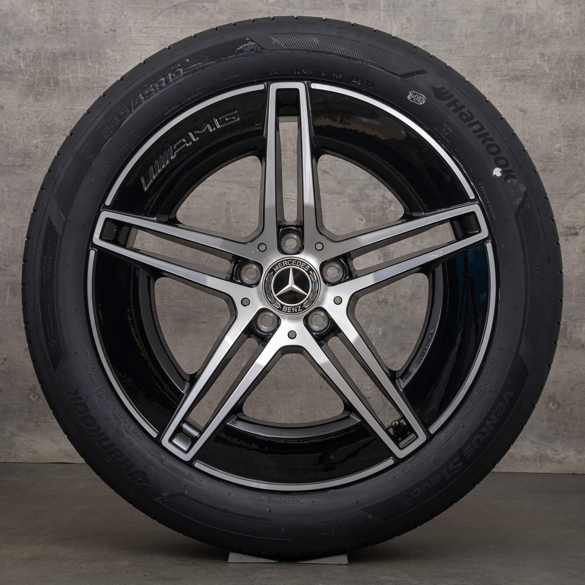 Jantes originais Mercedes Benz Classe E AMG de 19 polegadas W214 S214 jantes verão A2144010300 preto polido NOVO