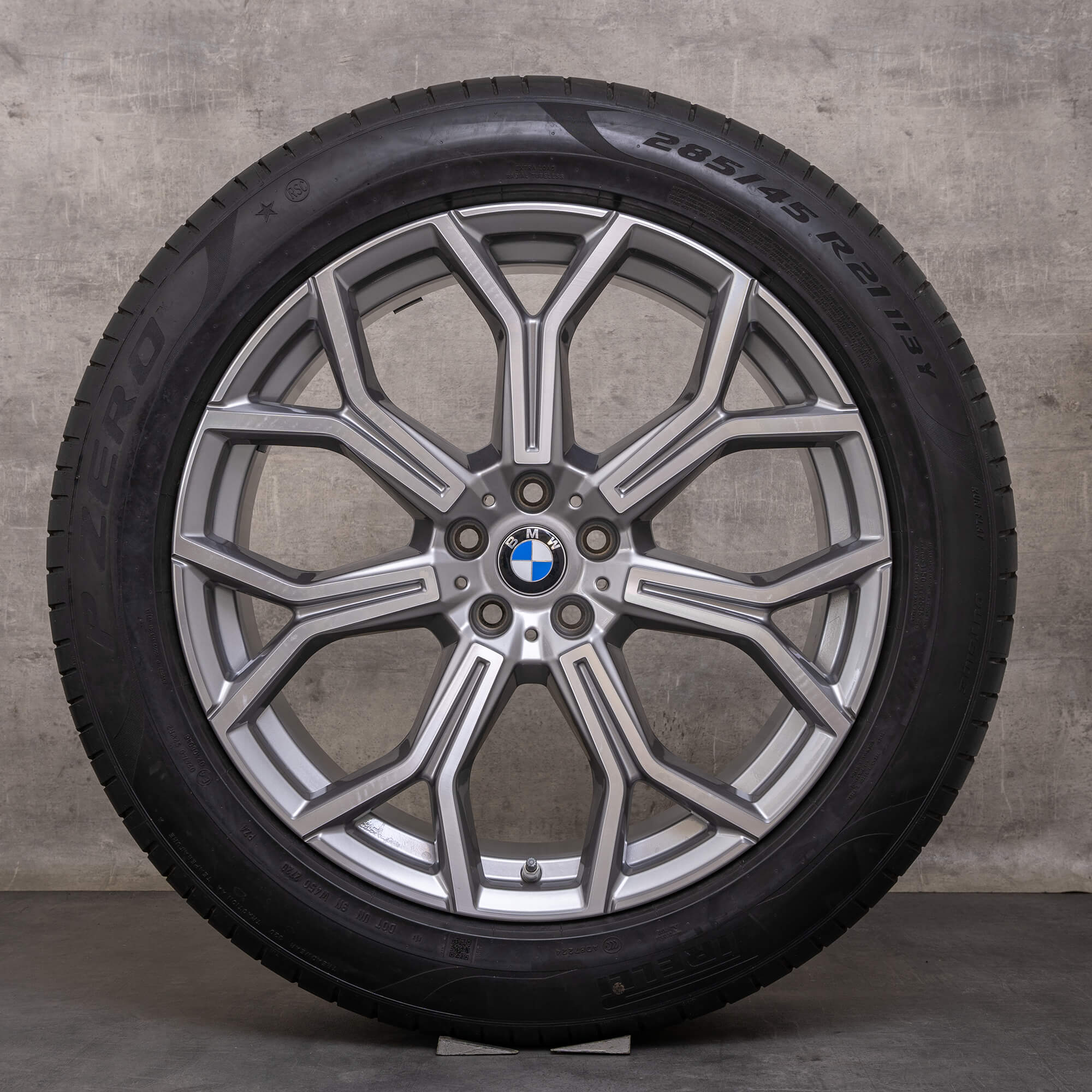 Original BMW X7 Felgen 21 Zoll G07 Sommerräder Styling 753 6885142 ferric grey glanzgedreht