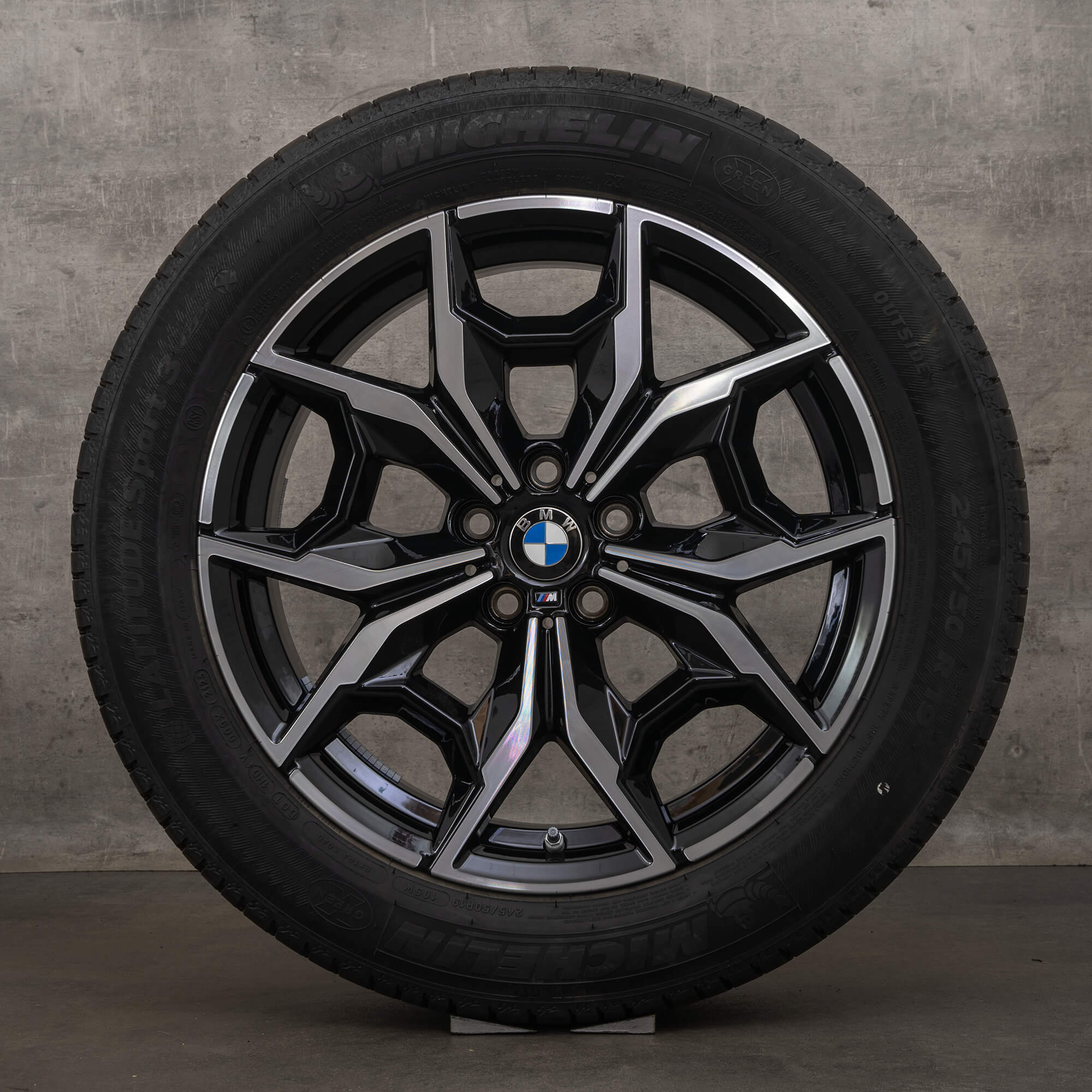 Originale BMW X3 X4 cerchi 19 pollici G01 G02 ruote estive styling 887 M 7916263 nero lucido girato