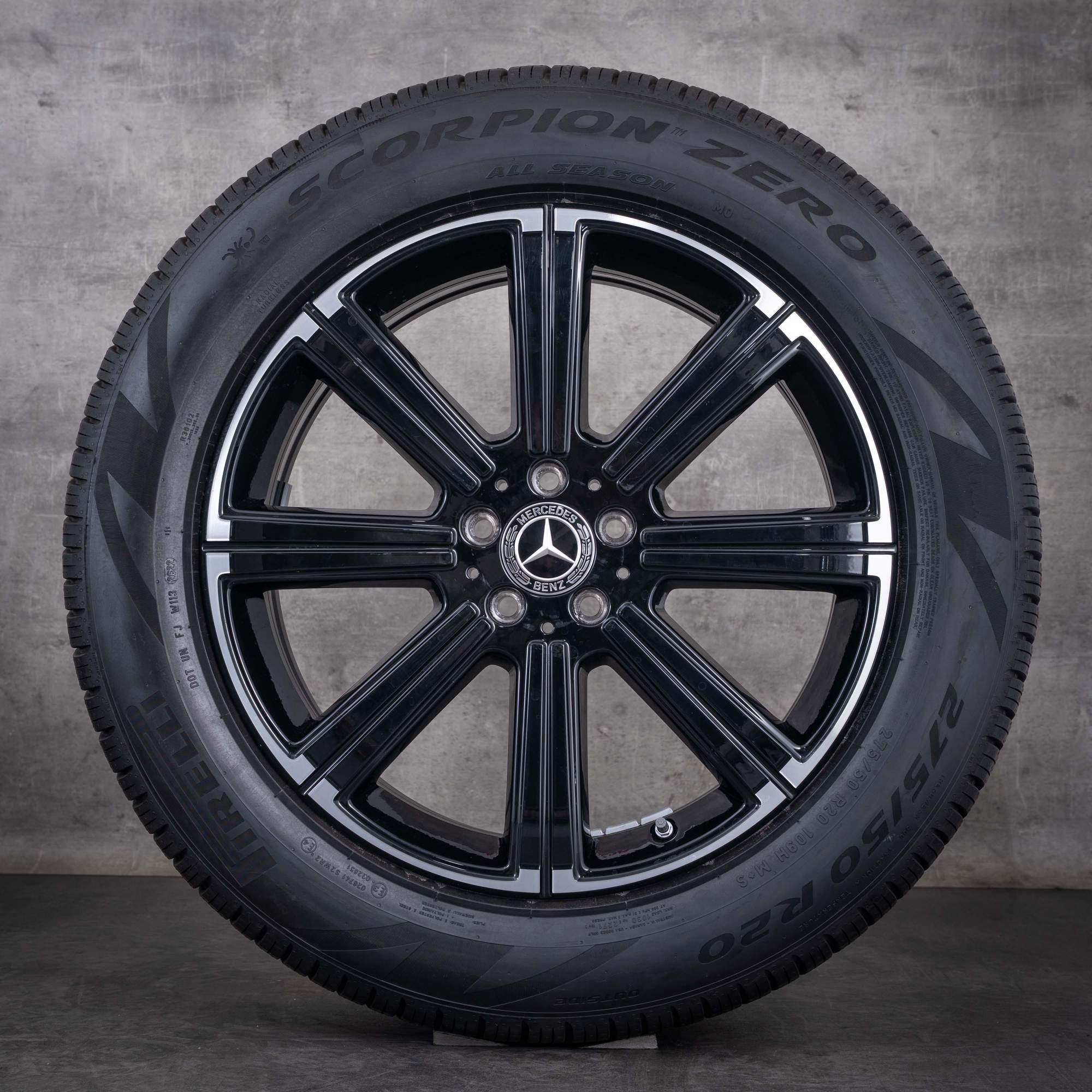 Original Mercedes-Benz GLS-fälgar 20 tum X167 sommarhjul A1674010900 svarta frontpolerade NYA