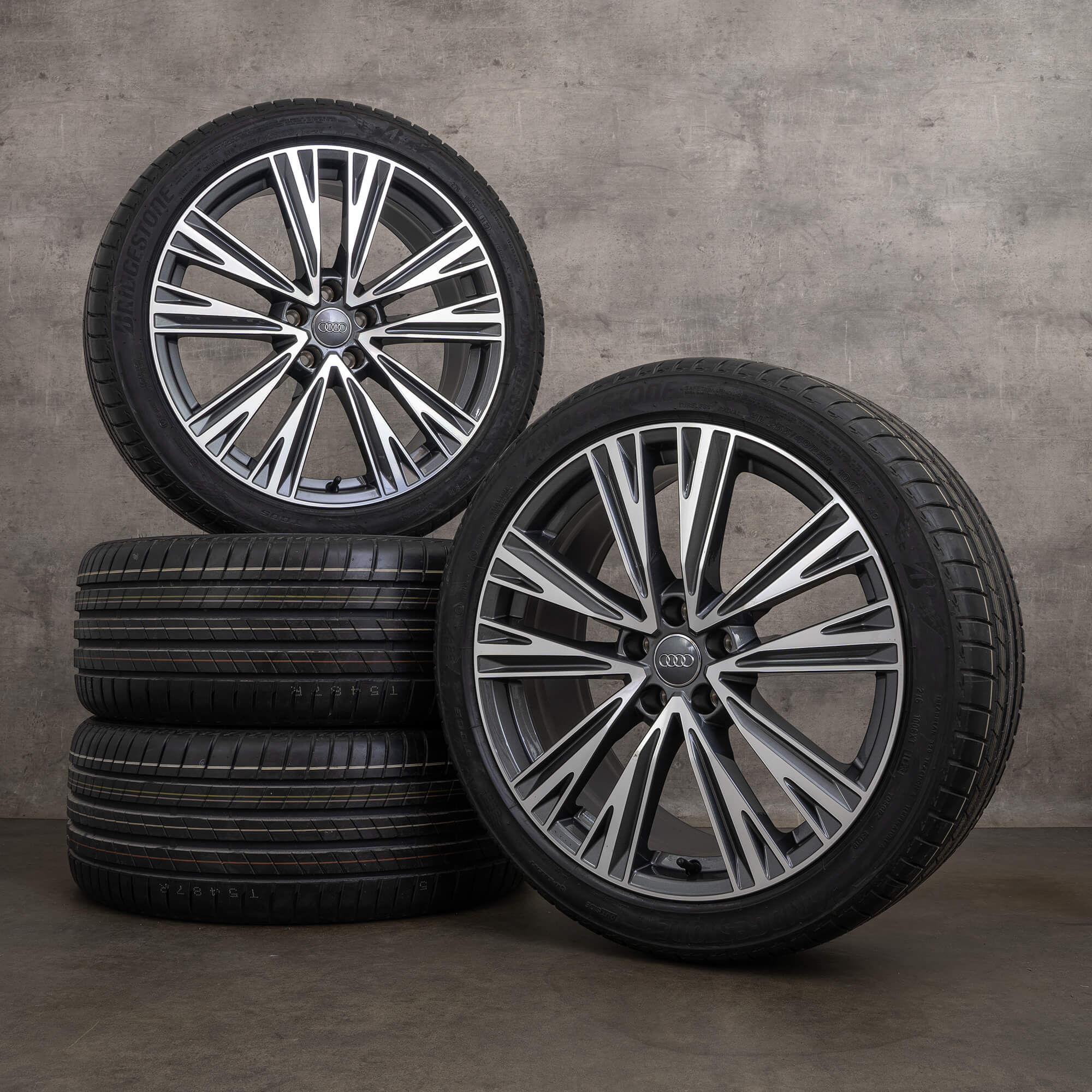 Originale Audi A6 S6 jante 20 inch 4K C8 anvelope vară 4K0601025J titan lustruit