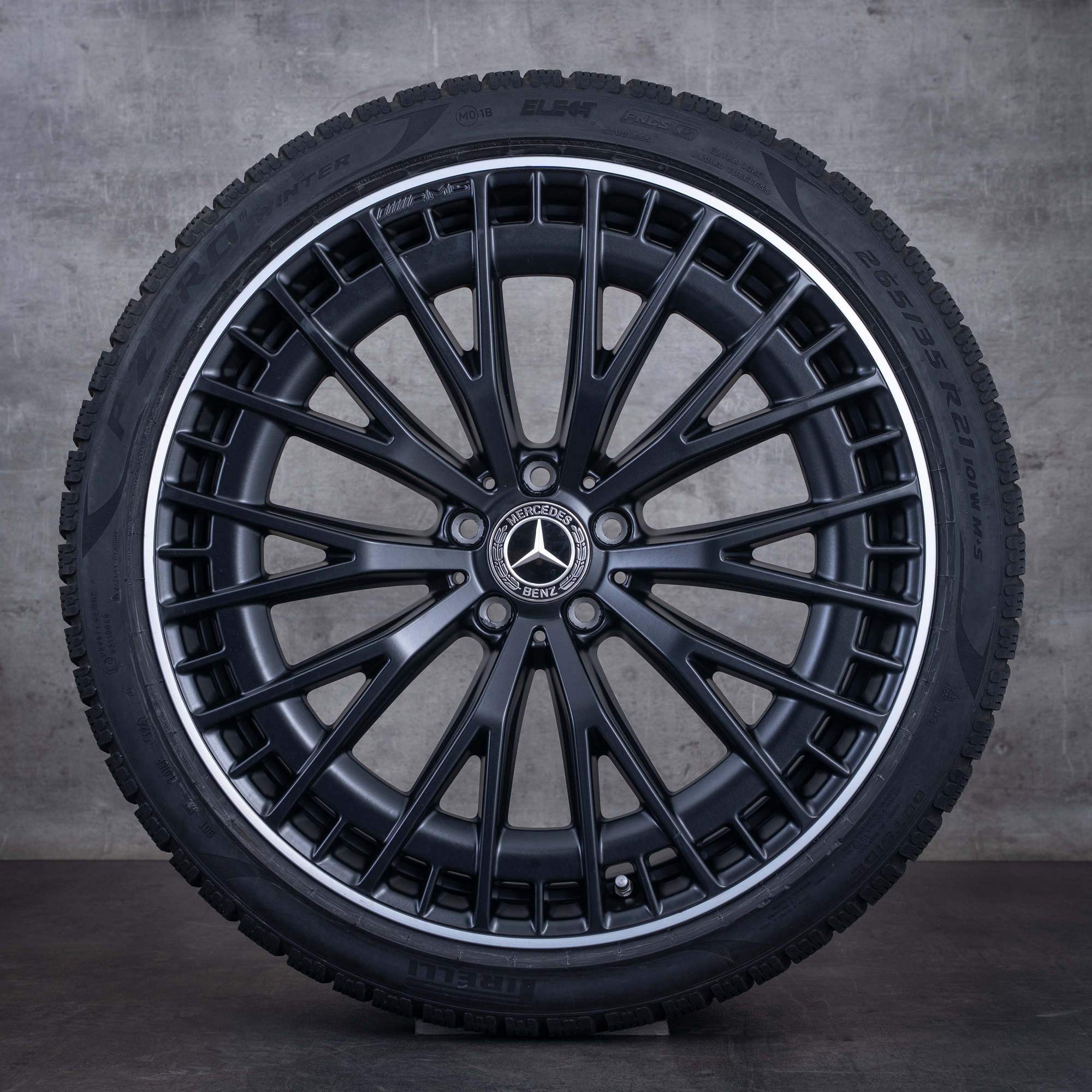 Roues hiver d'origine Mercedes-Benz EQE 43 53 AMG 21 pouces V295 4Matic références A2954012900 A2954013000 noir mat avec jantes diamantées
