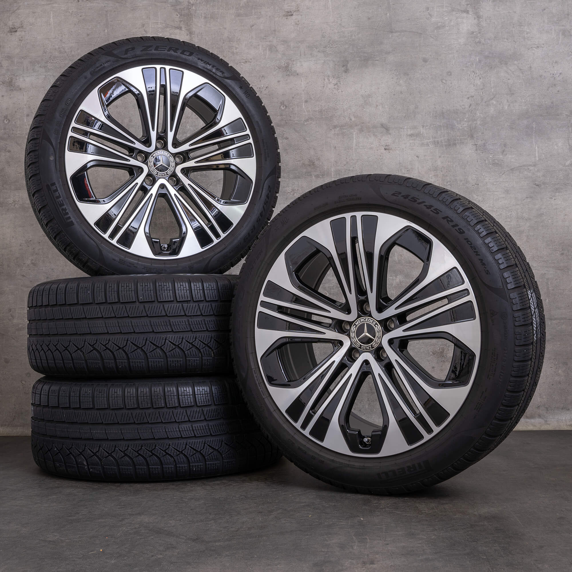 Original Mercedes Benz Clase E ruedas de invierno 19 pulgadas W214 S214 llantas A2144012300 negro brillante torneado