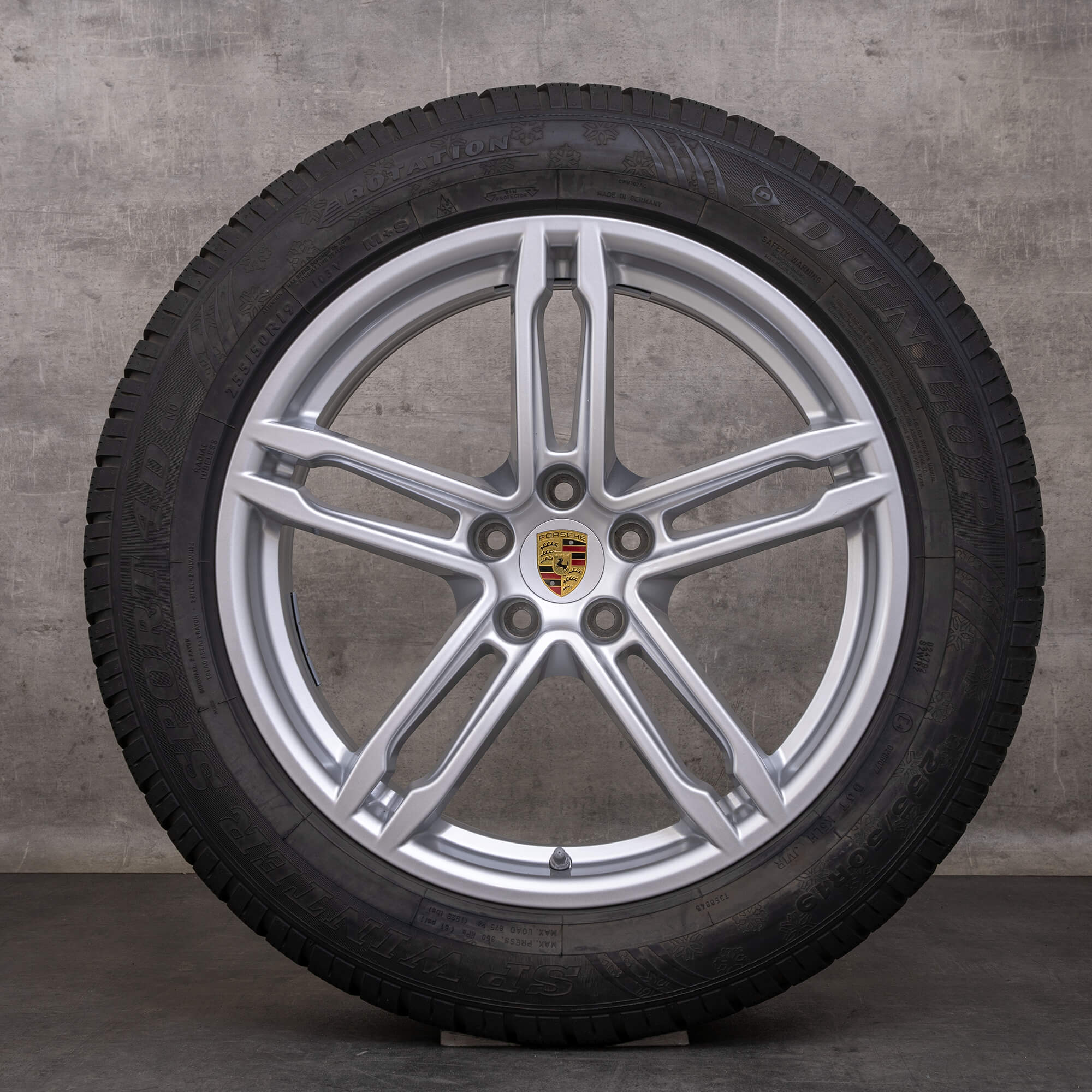 Anvelope de iarnă originale Porsche Macan 19 inch II & III jante 95B601025FQ 95B601025FR argintiu lucios