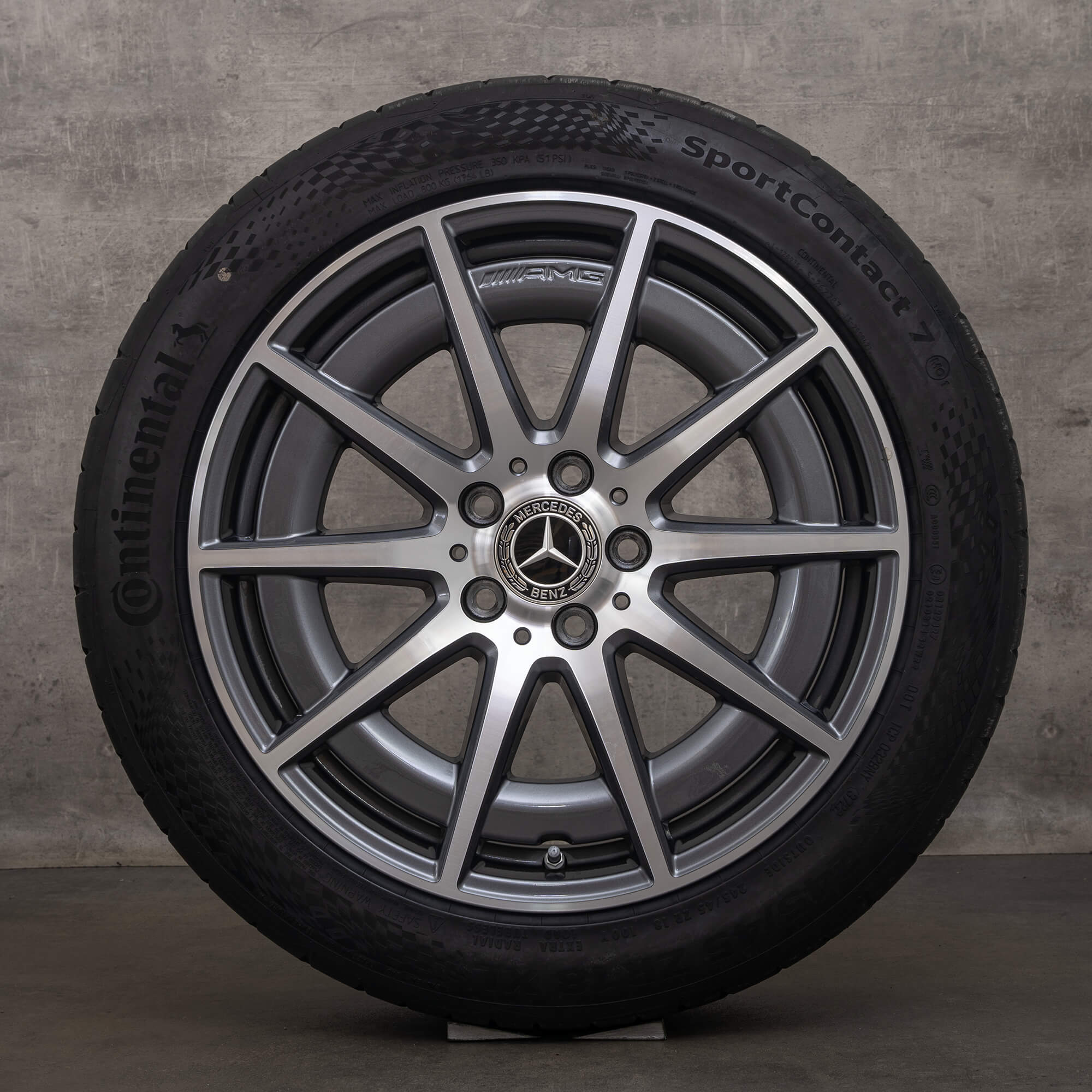Original AMG Mercedes C Klasse C43 Felgen 18 Zoll W206 S206 Sommerreifen A2064012100 himalaya grey Sommerräder