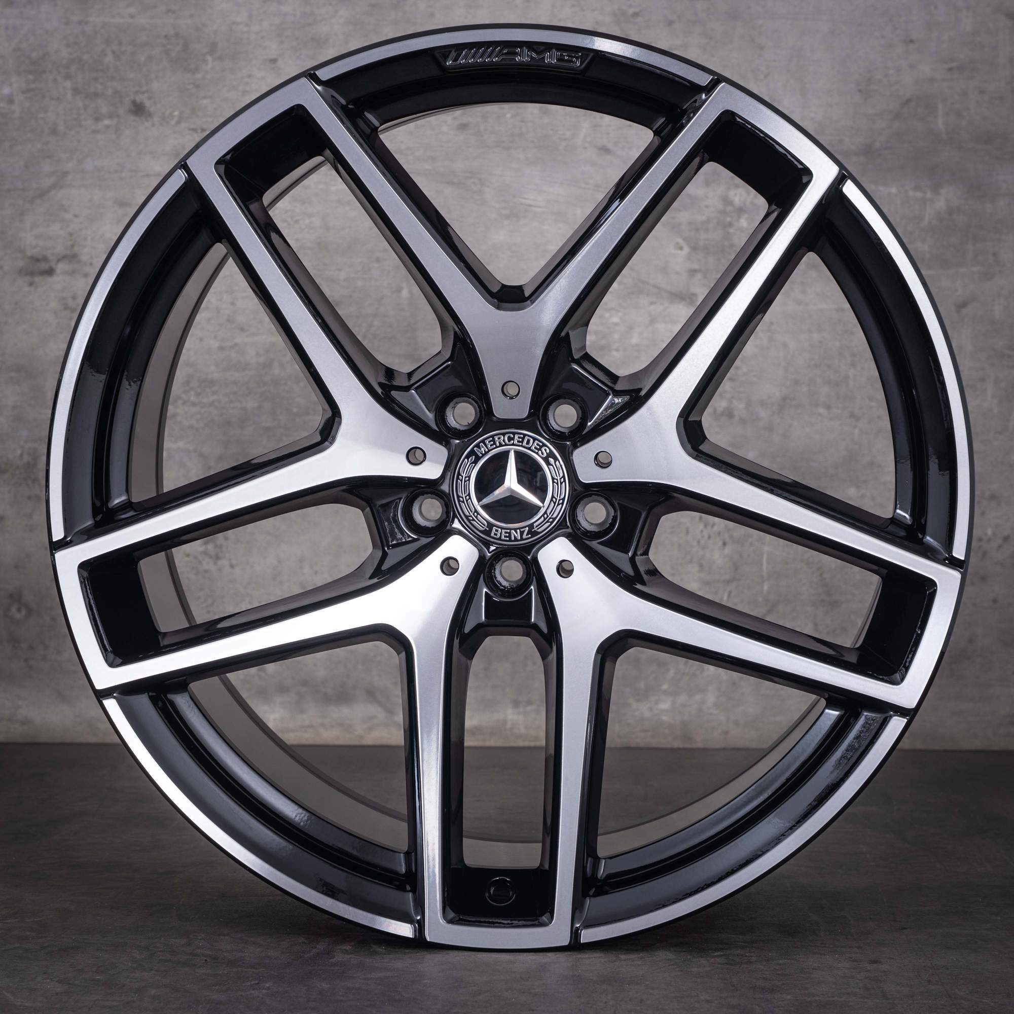 Originale Mercedes-Benz GLE & 43 AMG-fælge 21 tommer C292 A2924011600 A2924011700 sorte forside diamond cut NYE - fælg 2 af 4