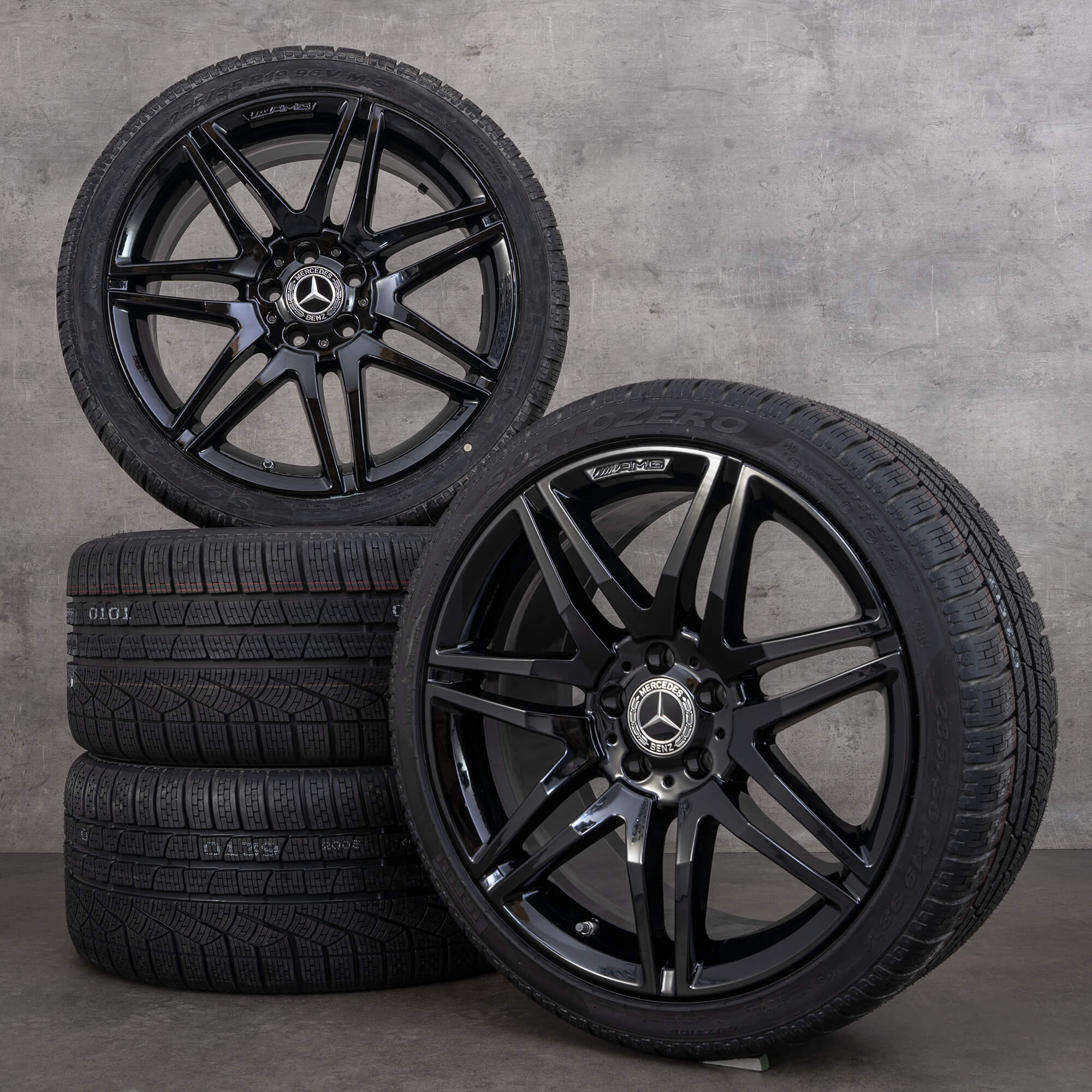 Orijinal Mercedes Benz E-Serisi AMG kış jant lastik 19 inç W212 S212 jantlar A2124014502 A2124014602 siyah parlak