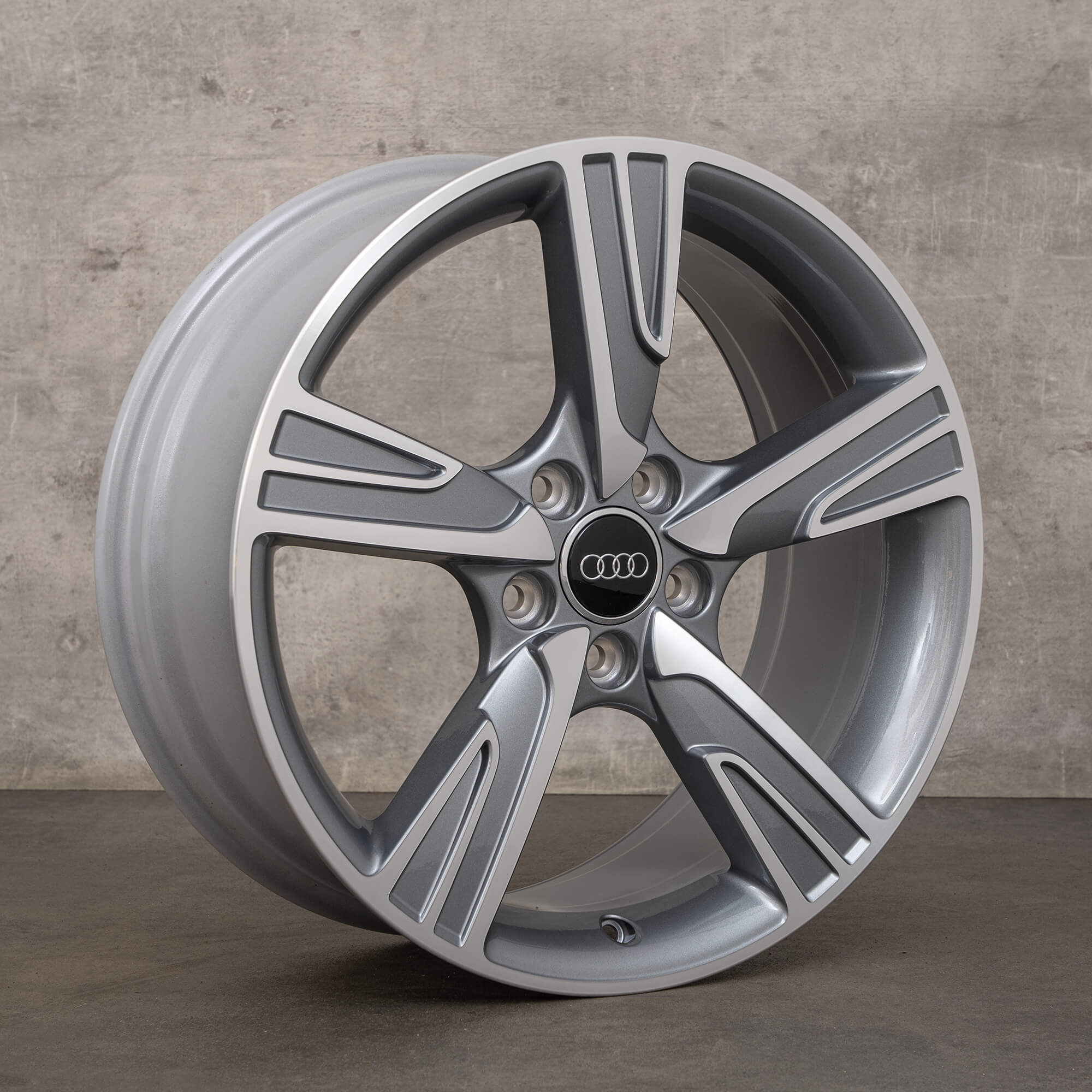 Originale Audi A3 S3-felg 18 tommer 8V Velum 8V0071498 grå, frontpolert NY