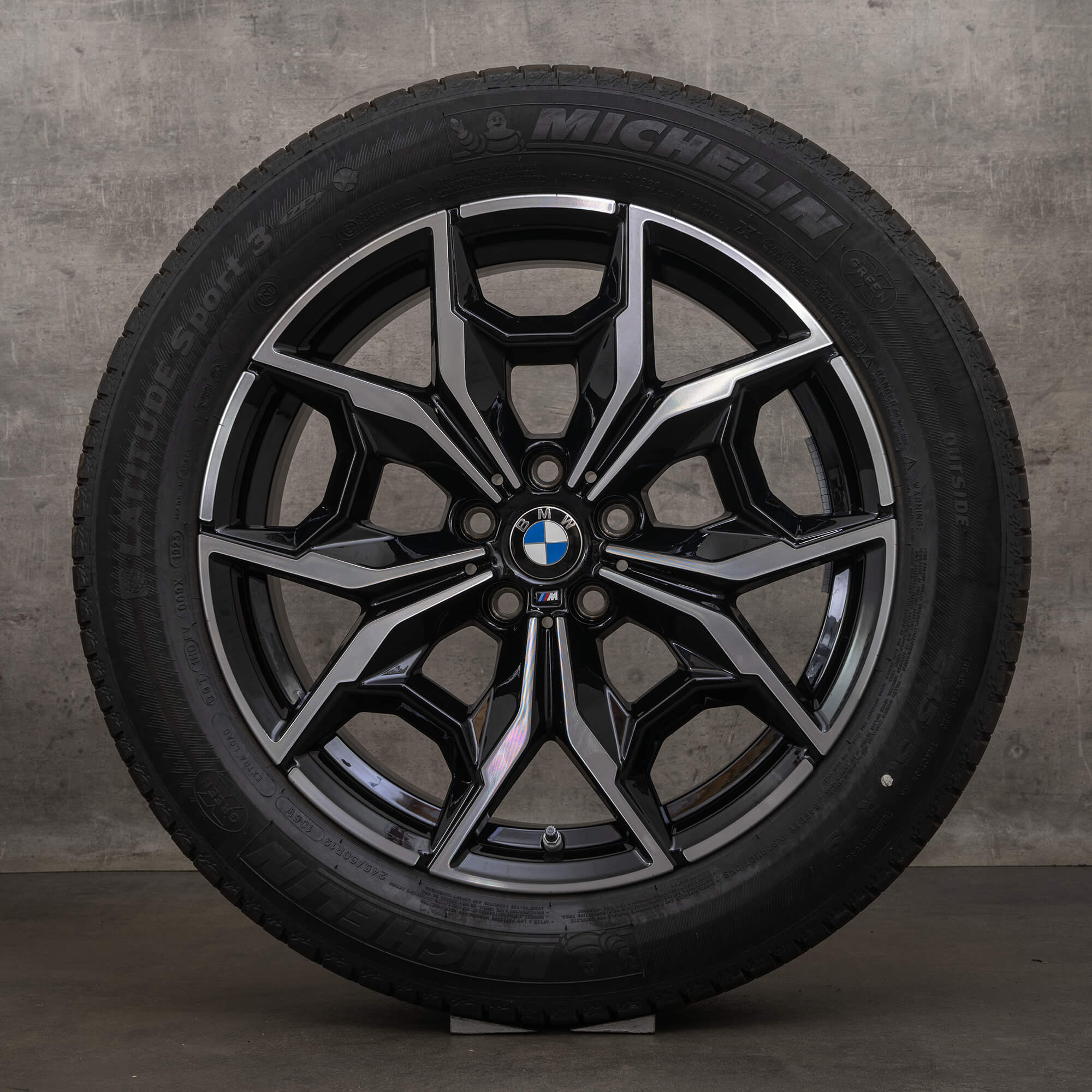 Originale BMW X3 X4 cerchi 19 pollici G01 G02 ruote estive styling 887 M 7916263 nero lucido girato