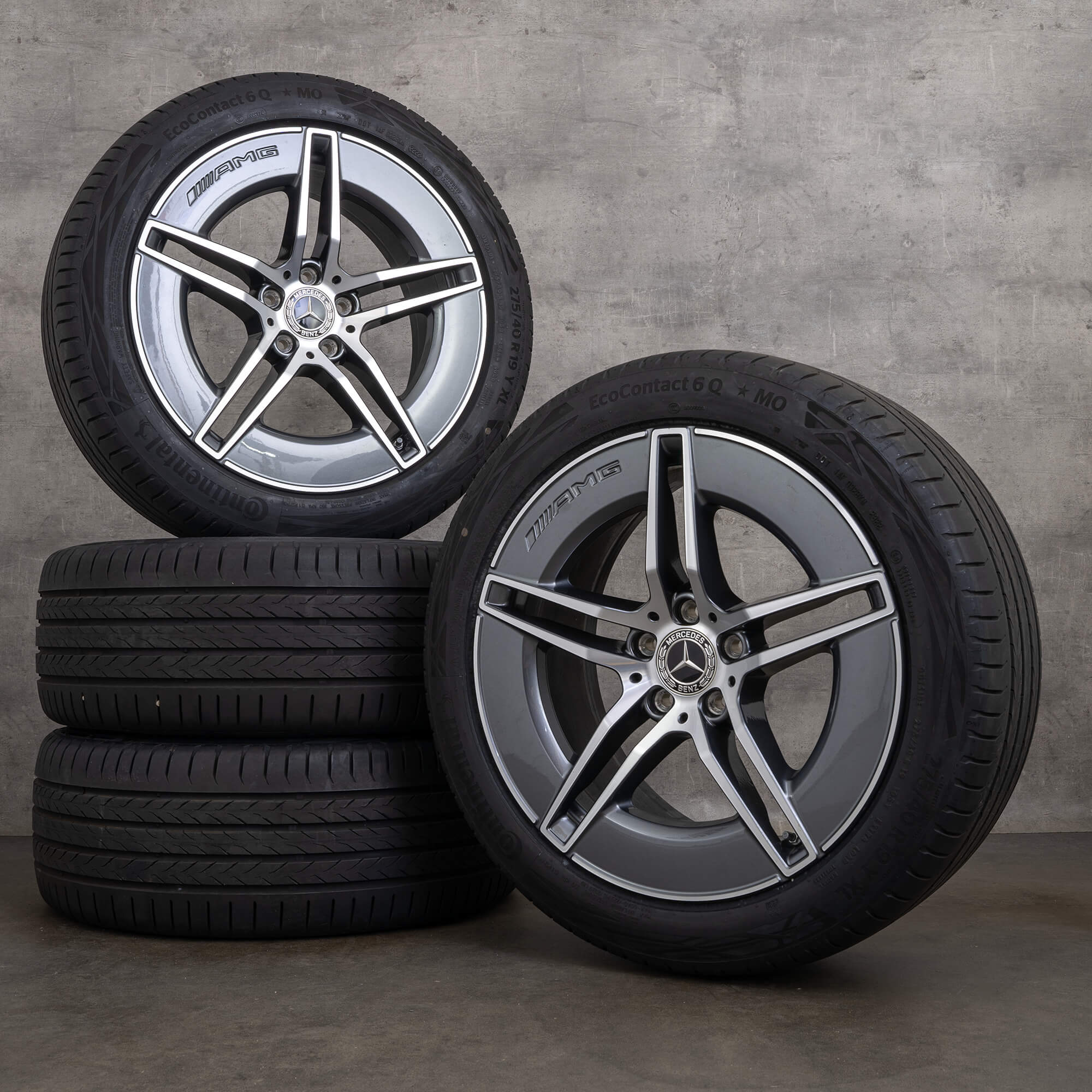 Originele Mercedes E-Klasse AMG velgen 19 inch W214 S214 zomerbanden A2144010300 A2144010400 himalayagrijs glanzend gedraaid