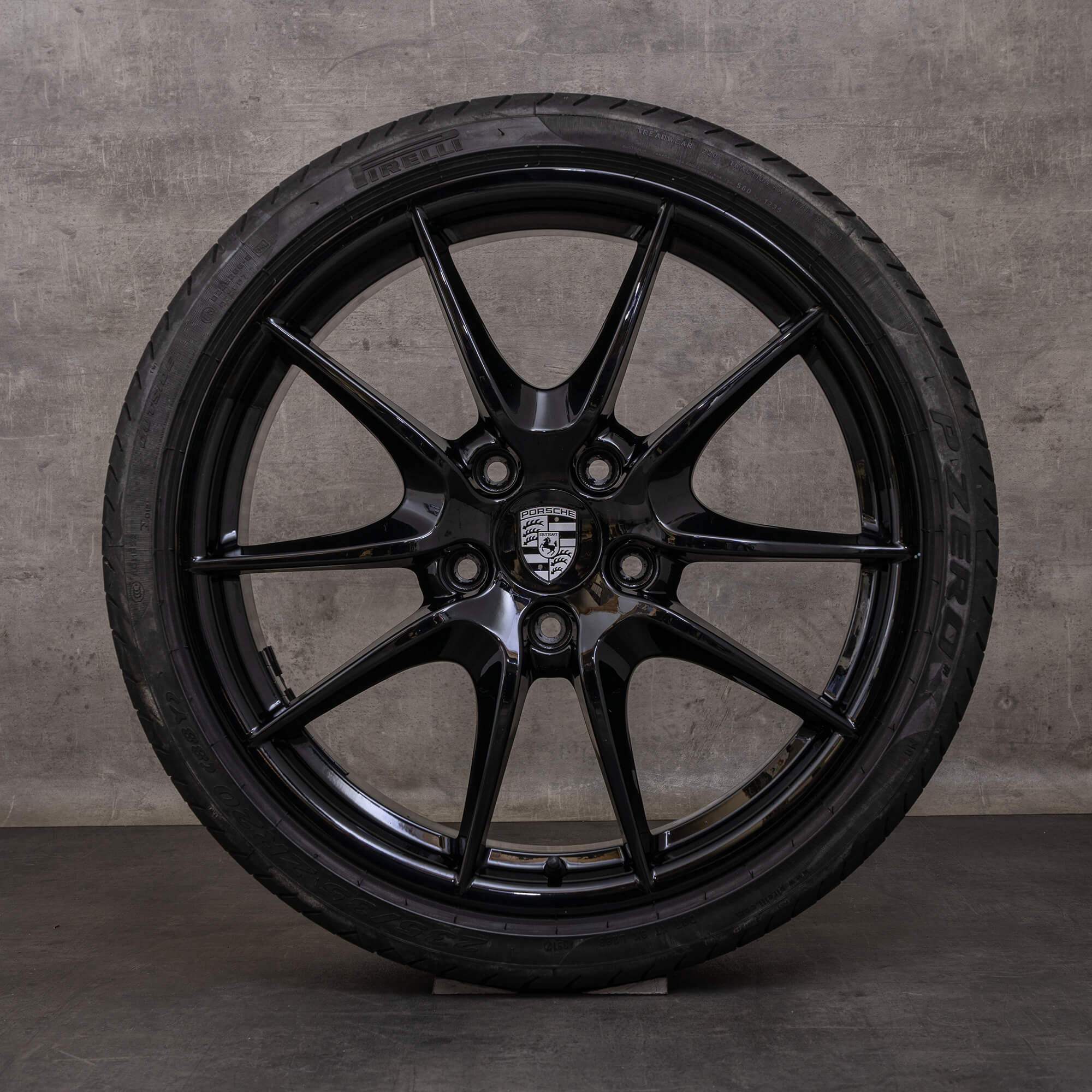 Original Porsche Boxster Cayman Felgen 20 Zoll 981 Sommerräder 98136216012 98136216312 schwarz glanz