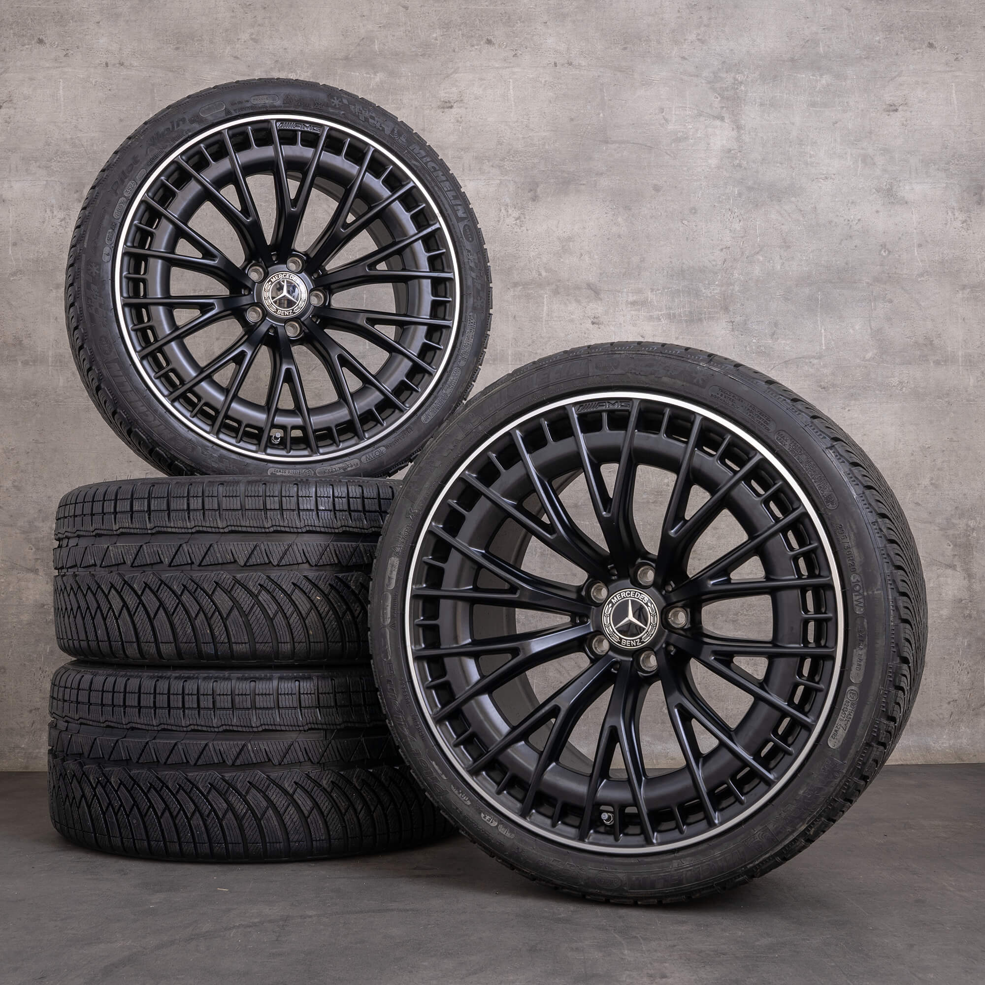 OEM Mercedes-Benz CLE 53 AMG 20inch winter wheels C236 A236 4Matic rims A2364012900 A2364013000 Matte Black Diamond Cut Edges NEW