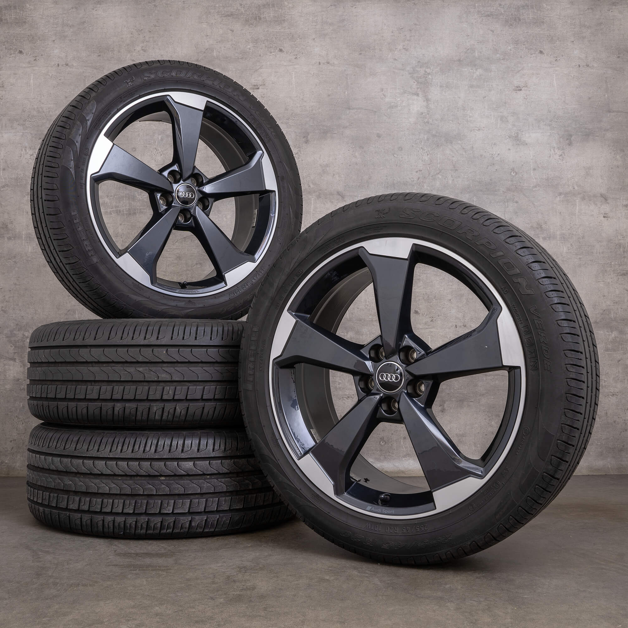 Originale Audi Q5 SQ5 vinterhjul 20 tommers FY felger Rotor 80A601025AQ titan polert