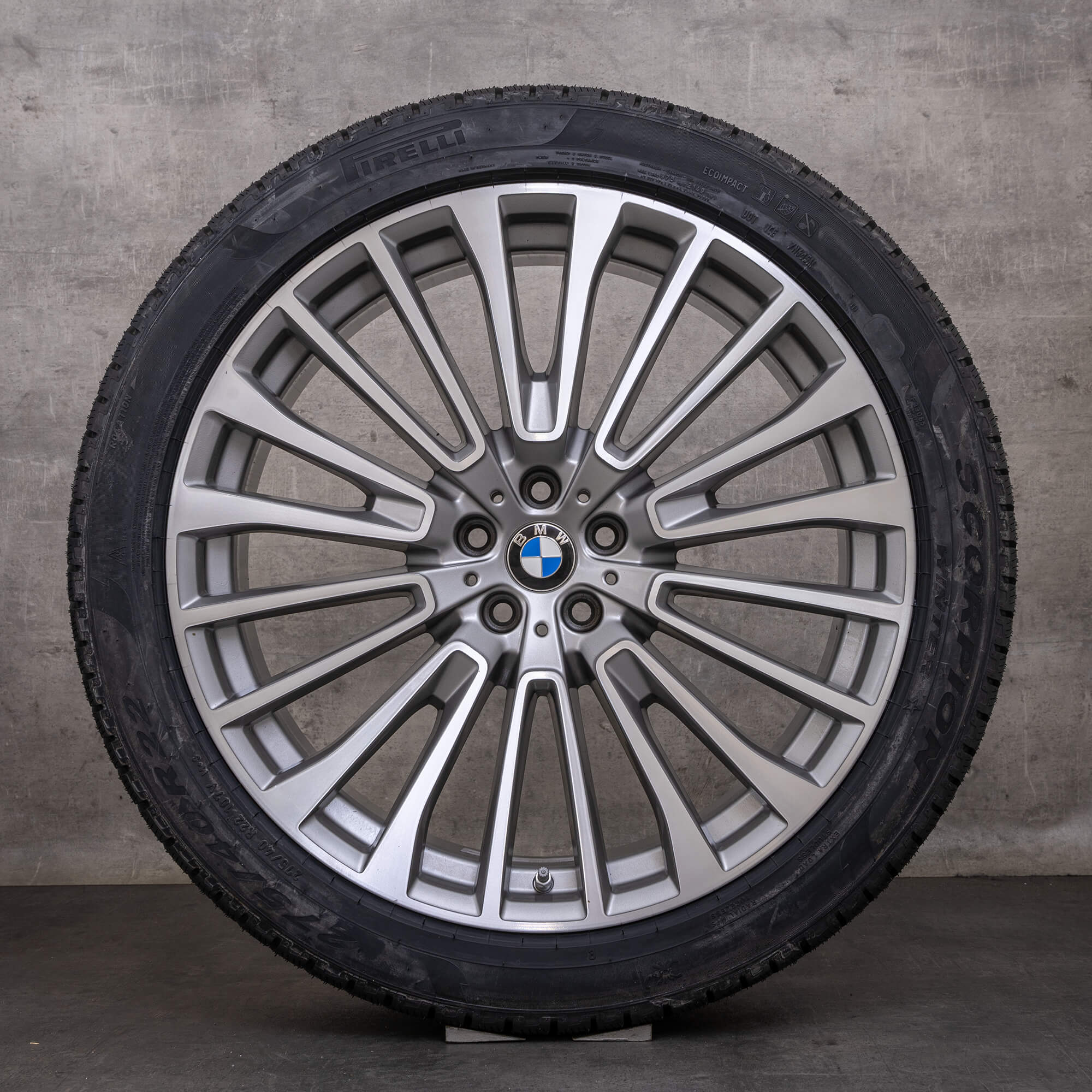 Originale BMW X7 vinterdæk med fælge 22 tommer G07 styling 757 6885144 6885463 ferric grey glossy turned