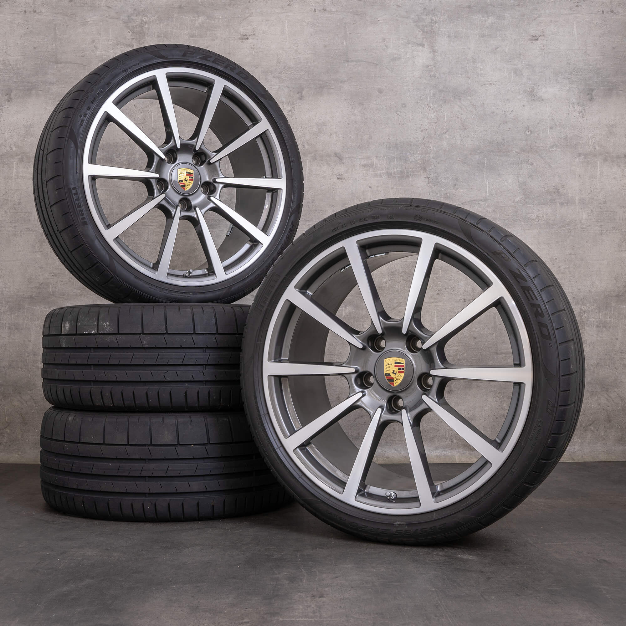 Original Porsche Boxster Cayman 981 Felgen 20 Zoll 718 Sommerräder 98136216014 98136216314 Carrera S III Rad titan glanzgedreht