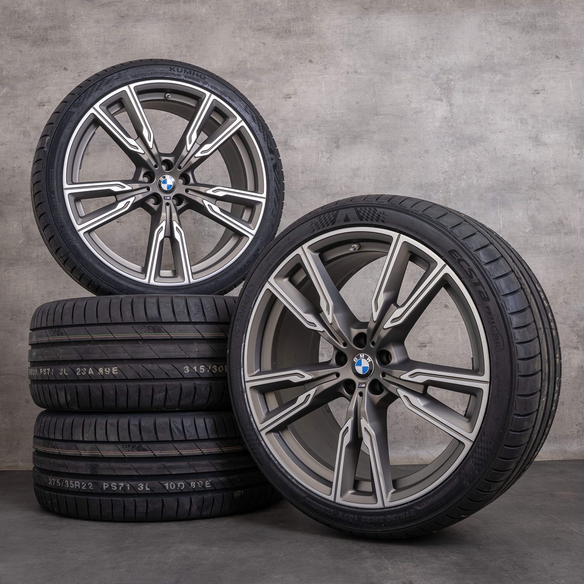 Original BMW X5 X6 Felgen 22 Zoll G05 G06 Sommerräder 8072002 8072003 Styling 747 M ceriumgrey matt glanzgedreht