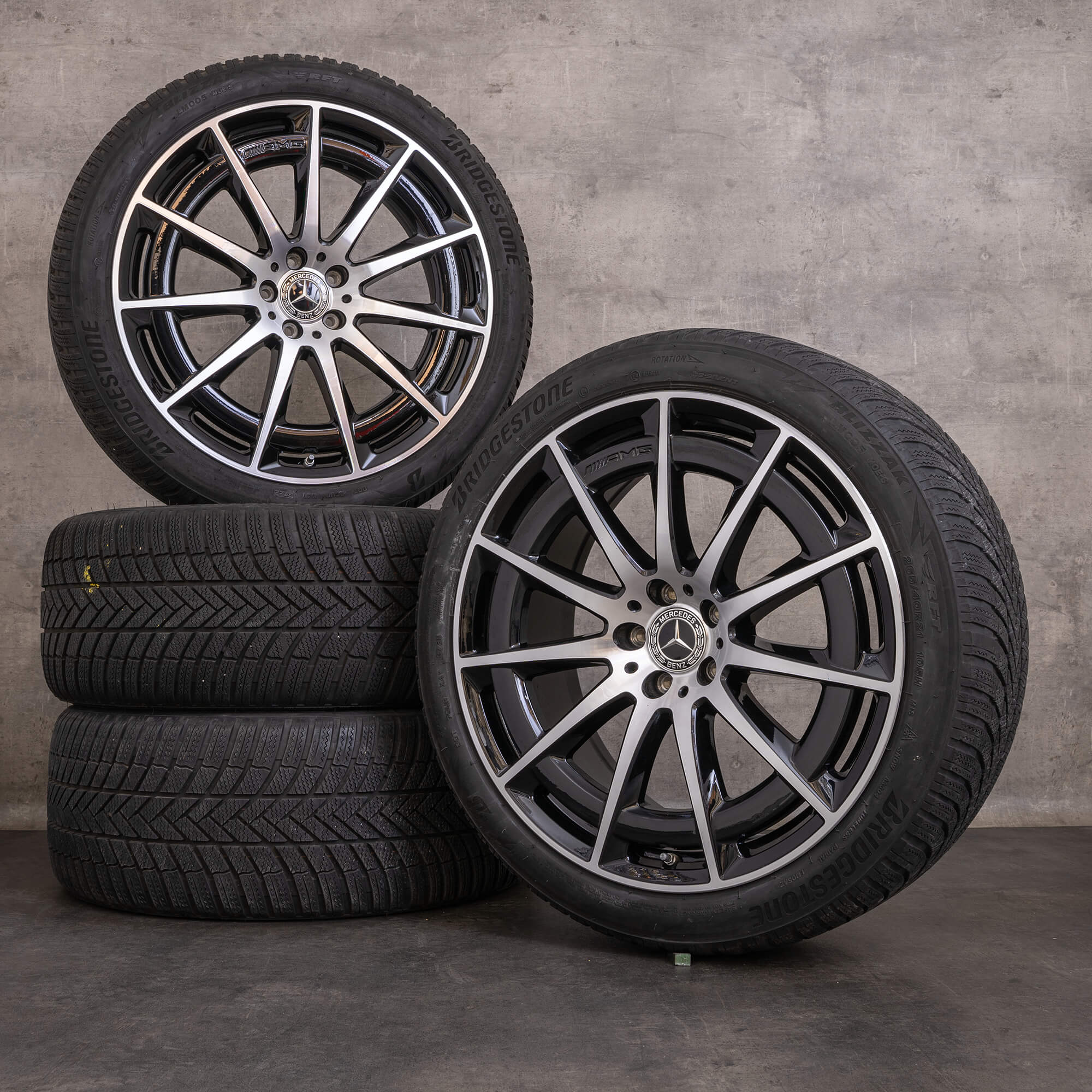 Oryginalne koła zimowe Mercedes Benz EQS & 53 AMG 21 cali 4Matic V297 Felgi A2974011400 czarne Polerowane