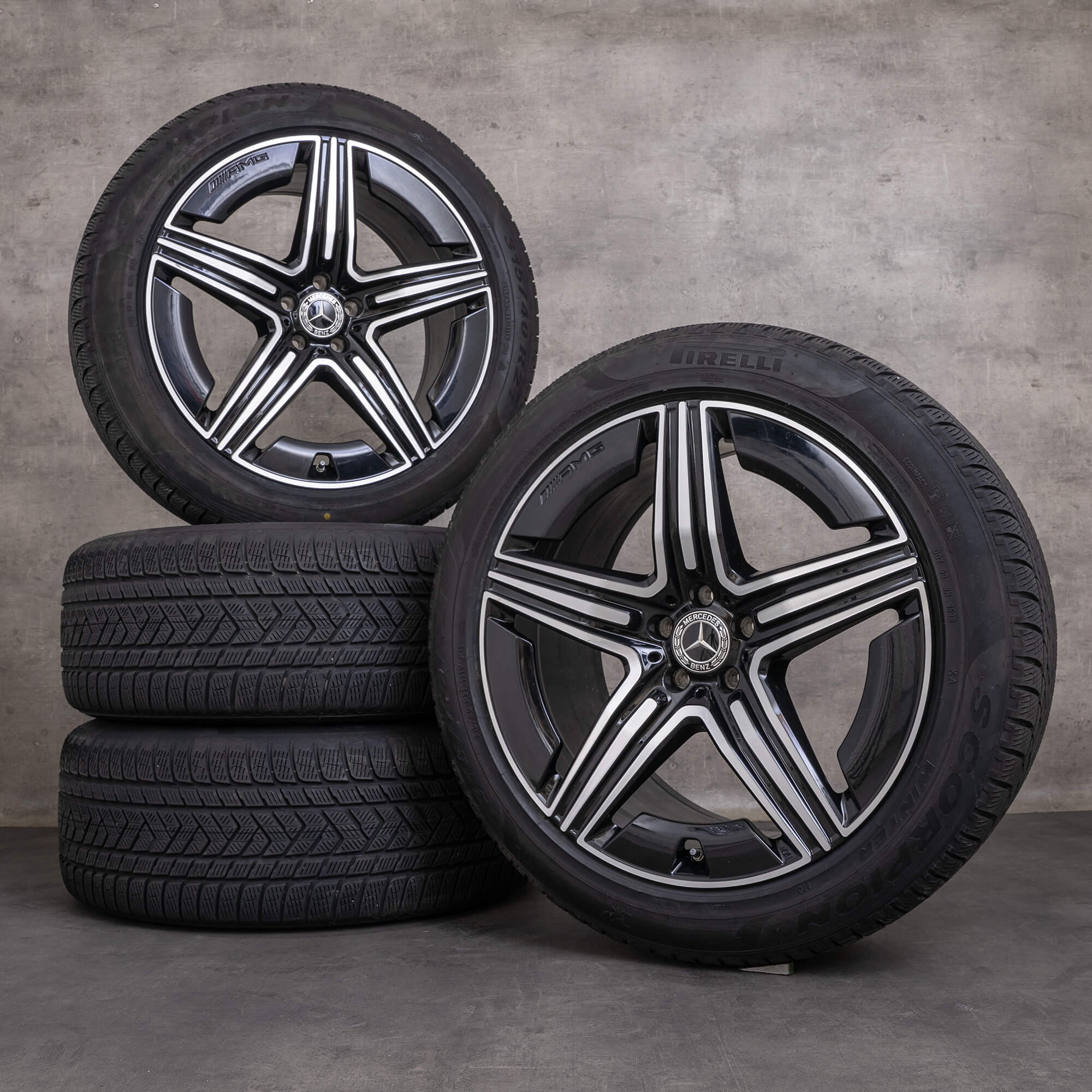 Originální zimni alu kola Mercedes Benz GLE AMG 21" V167 C167 disky A1674014301 A1674014401 černé lesklé soustružené