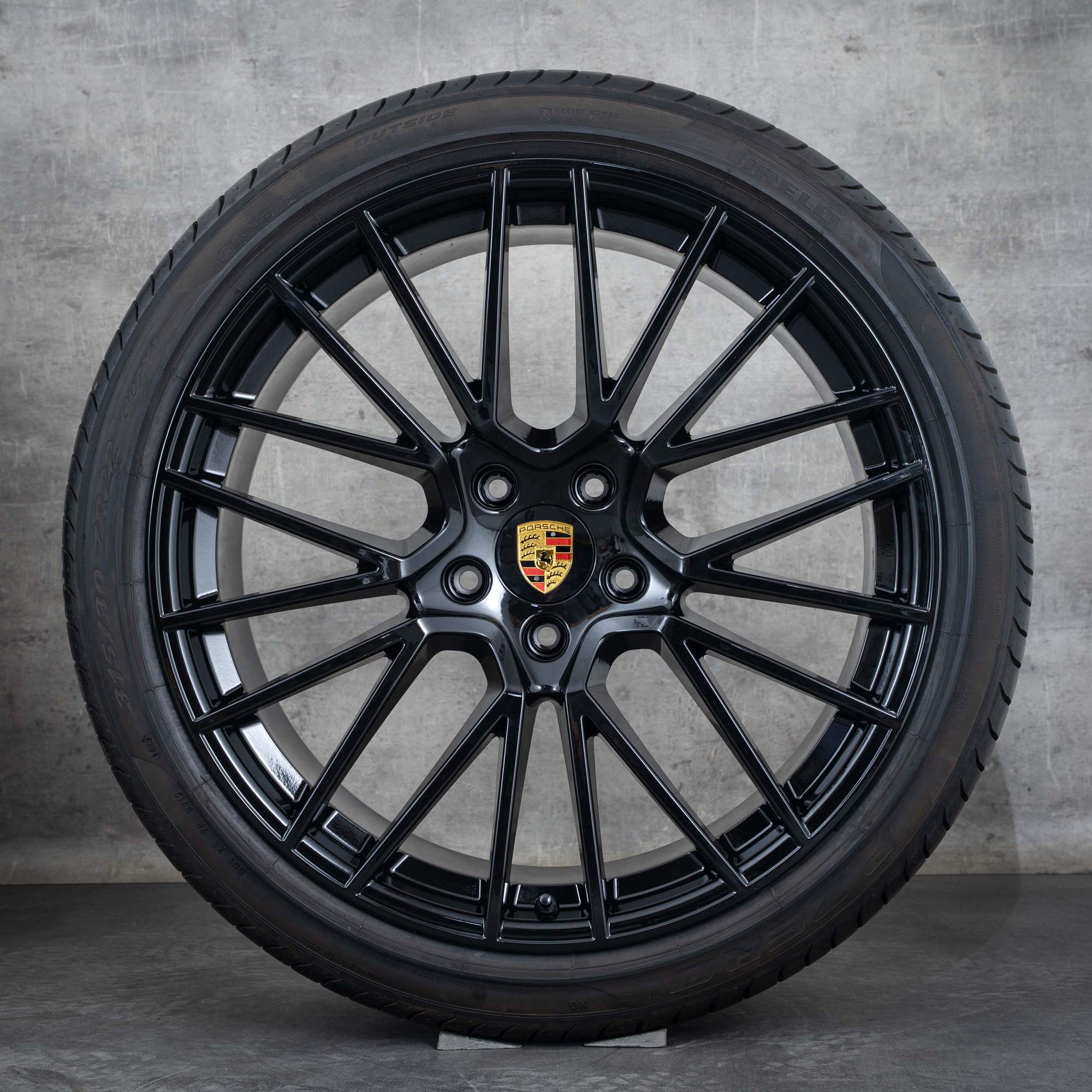 Oryginalne felgi Porsche Cayenne Coupe 22 cale 9YA E3 letnie koła 9Y3601025AL 9Y3601025AM RS Spyder czarne błyszczące