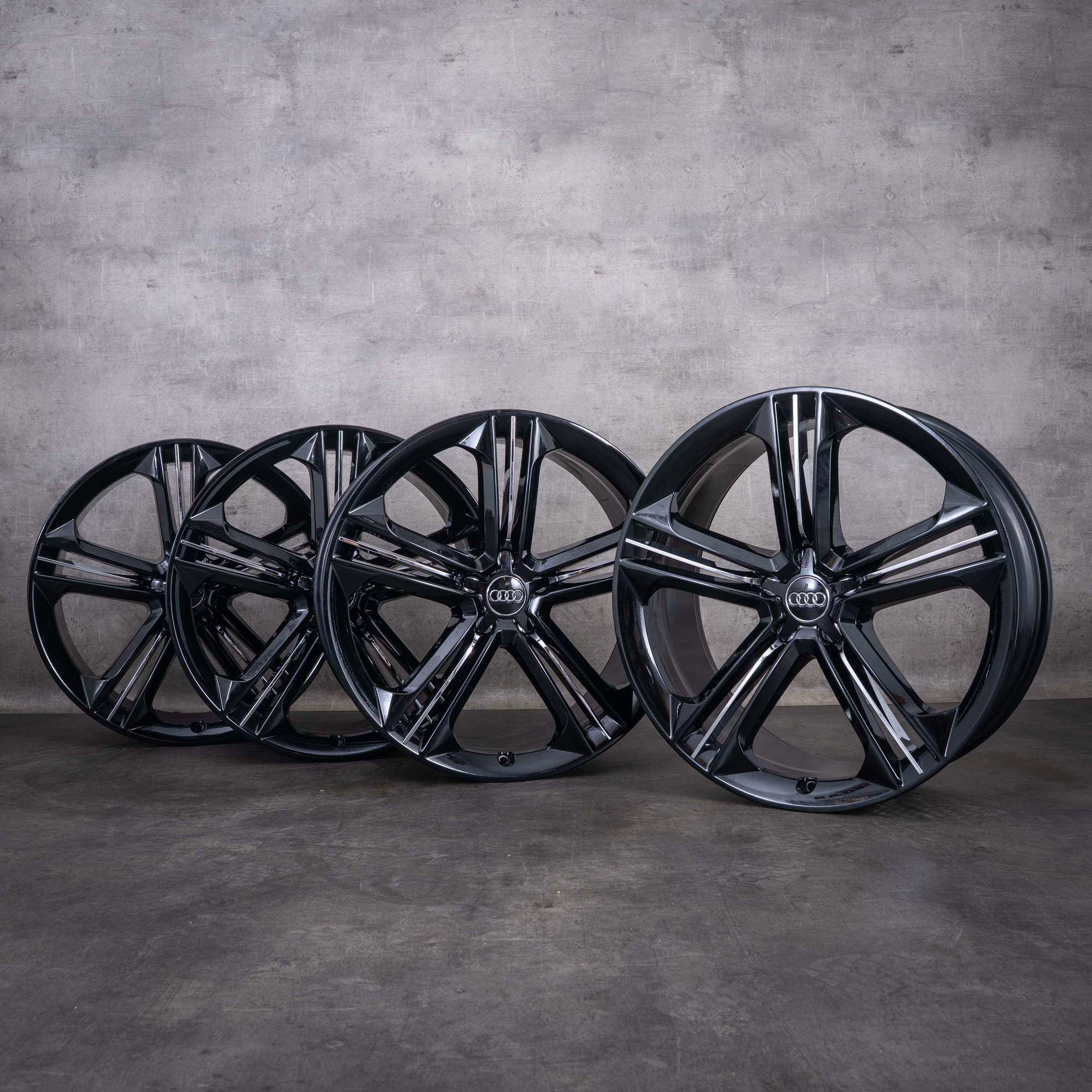 Originale Audi A7 S7 RS7 A8 S8 fælge 21 tommer 4H D4 4H0601025BM Trias Design sort diamond cut