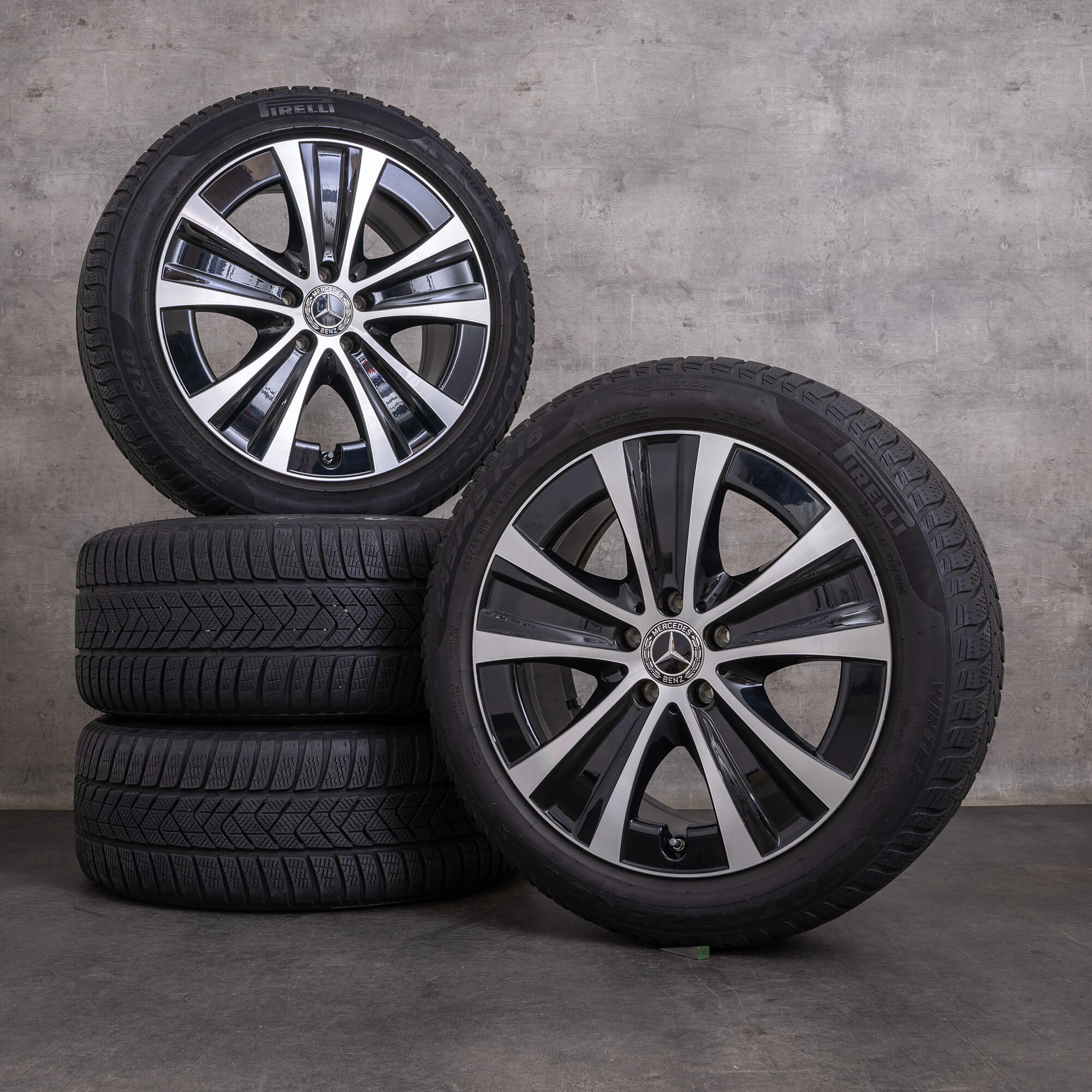 Orijinal Mercedes Benz E-Serisi kış jant lastik 18 inç W213 S213 C238 A238 jantlar A2134013700 A2134015300 siyah parlak tornalanmış