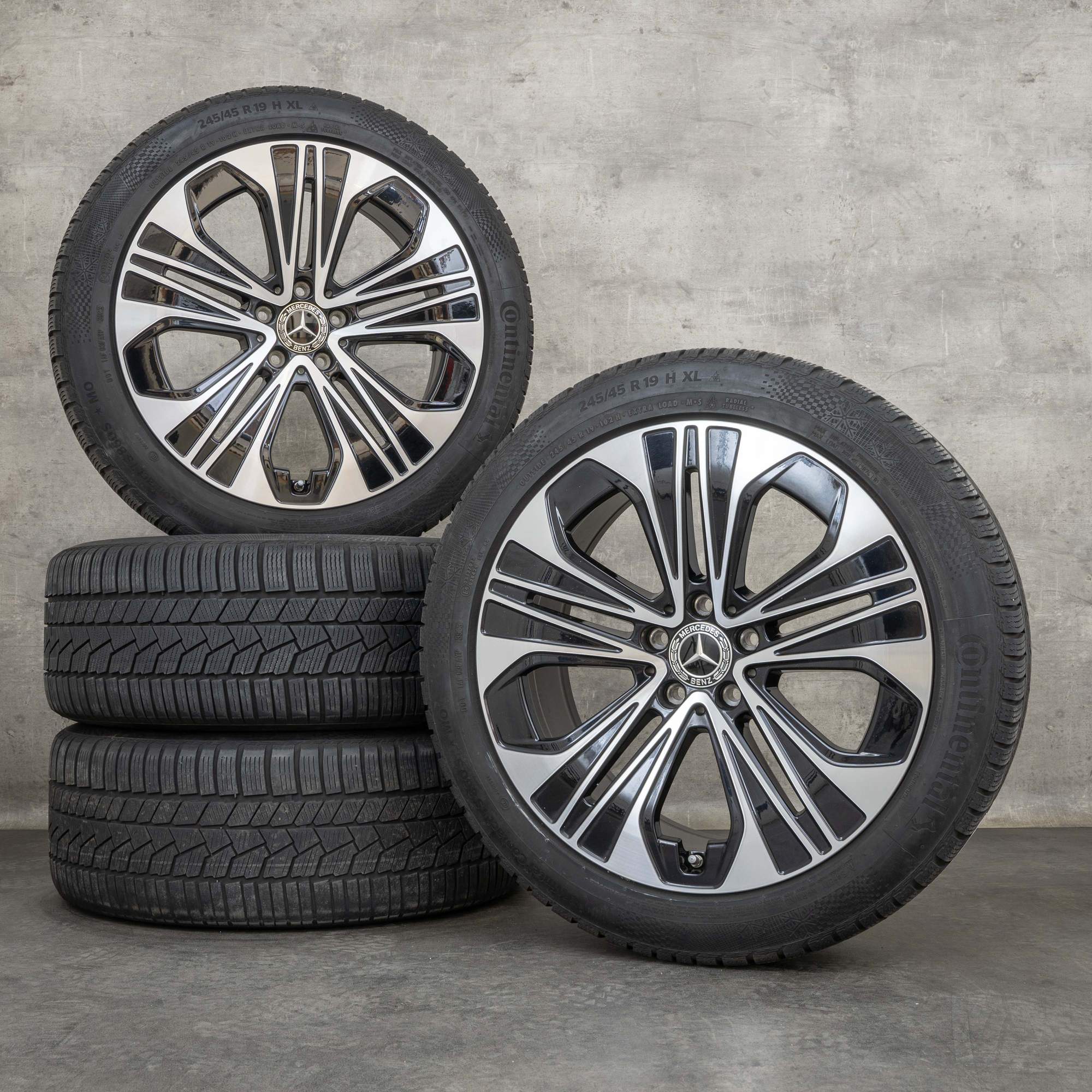 Alkuperäiset Mercedes Benz E-sarjan talvirenkaat 19 tuuman W214 S214 vanteet A2144012300 musta kiillotettu