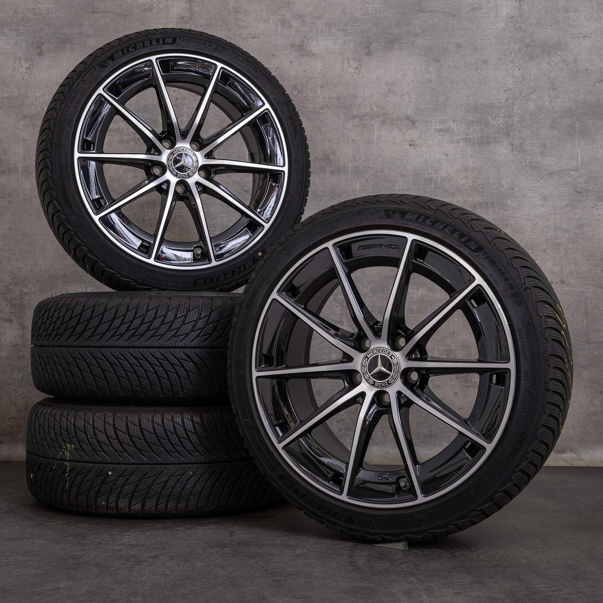 Alkuperäiset Mercedes Benz CLA 35 AMG talvirenkaat 18 tuuman C118 vanteet A1184010500 musta kiillotettu
