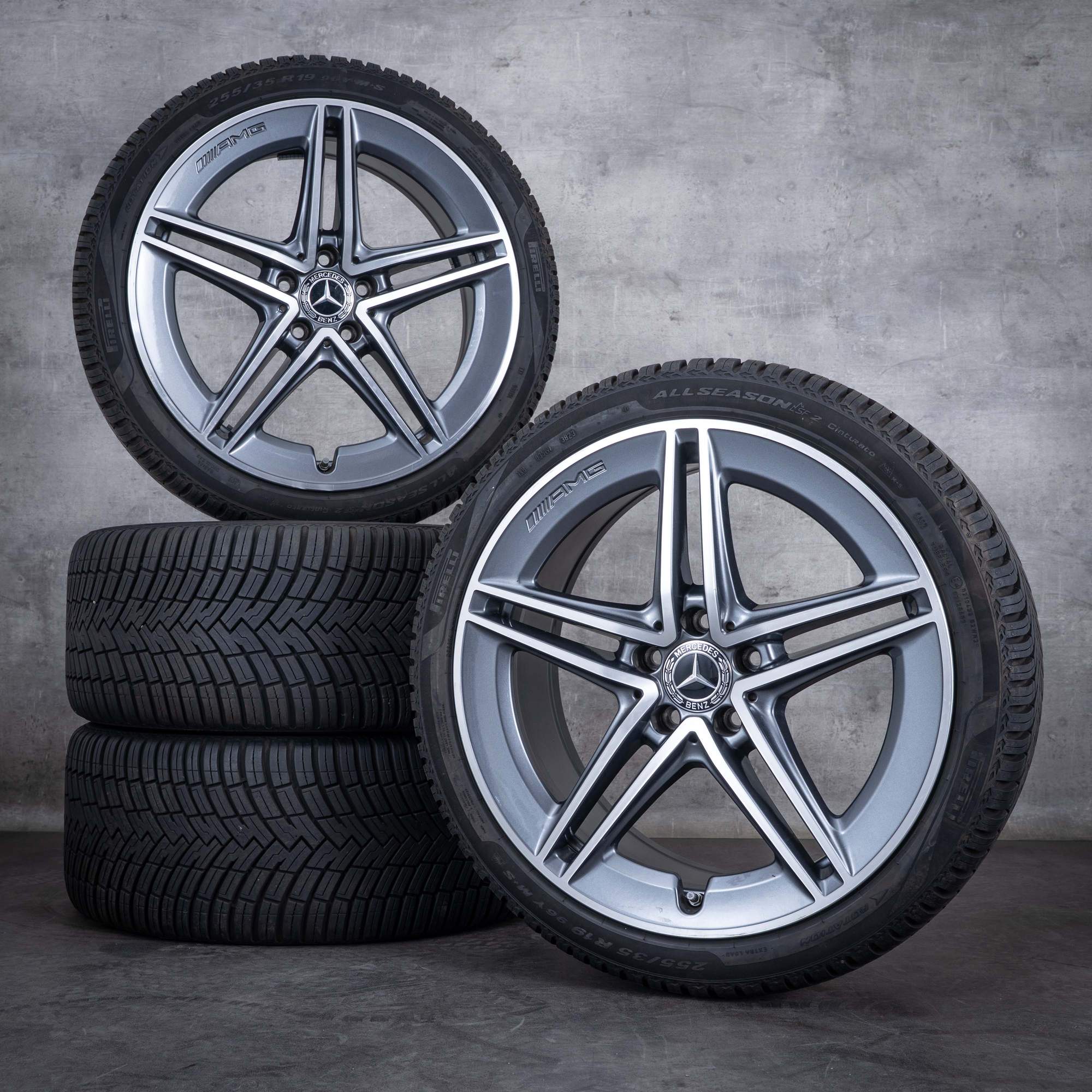 OEM Mercedes Benz CLA Rims 19 inch AMG 45 C118 X118 all-weather wheels A1774012200 himalaya grey polisched